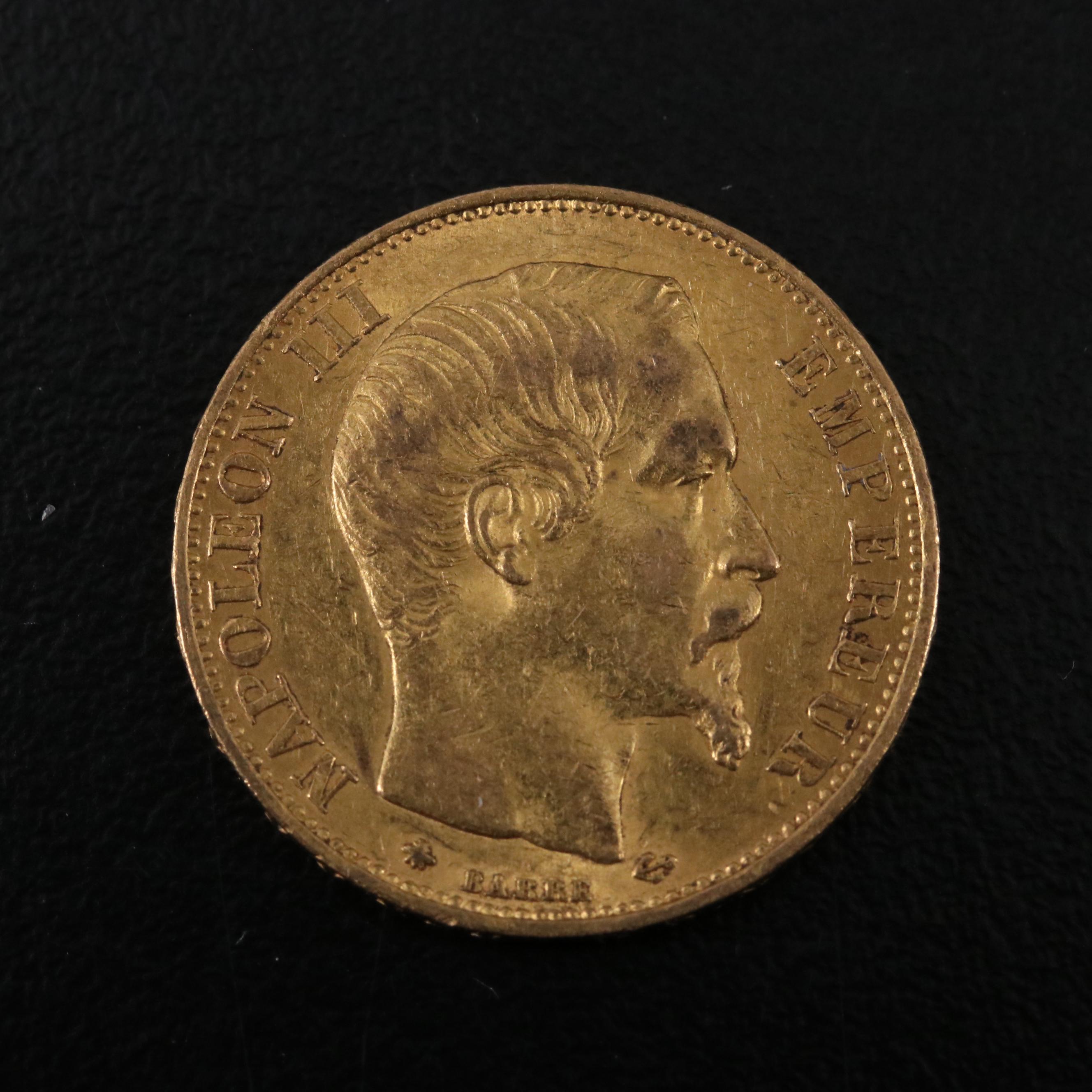 1859-A France Twenty Francs Gold Coin