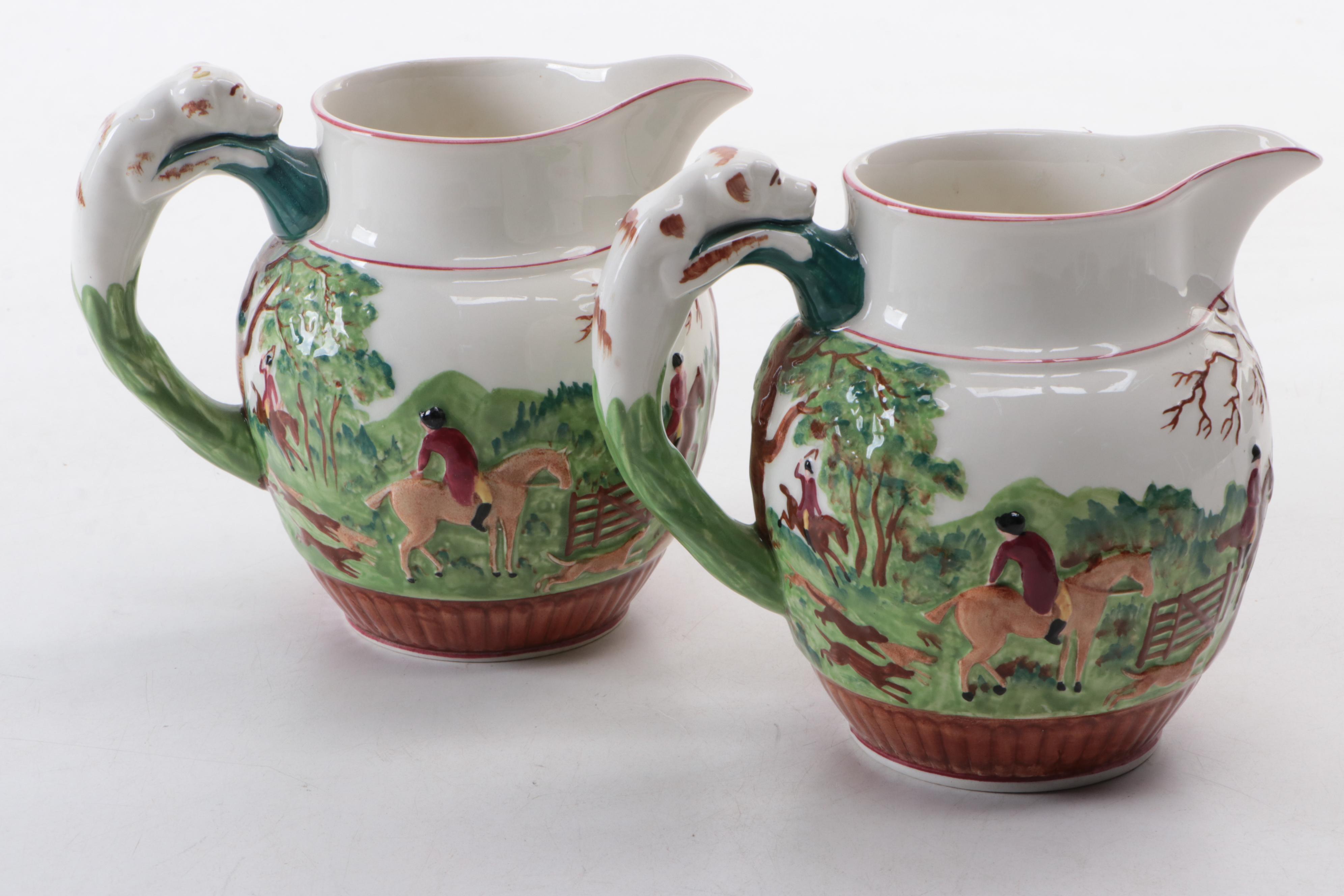 Wedgwood "D'Ye Ken John Peel Red" Ceramic Pitchers with More