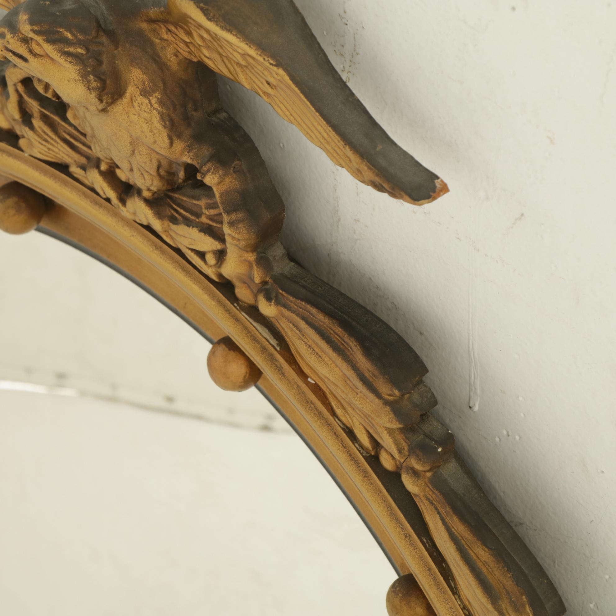 Federal Style Convex Fisheye Wall Mirror, Early to Mid-20th Century