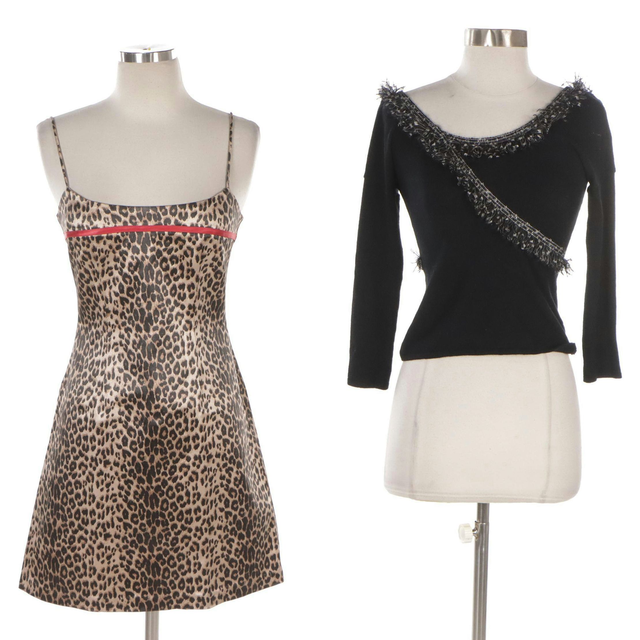 Maria Bianca Nero Leopard Print Mini Dress, Anna Molinard Fringed Sweater