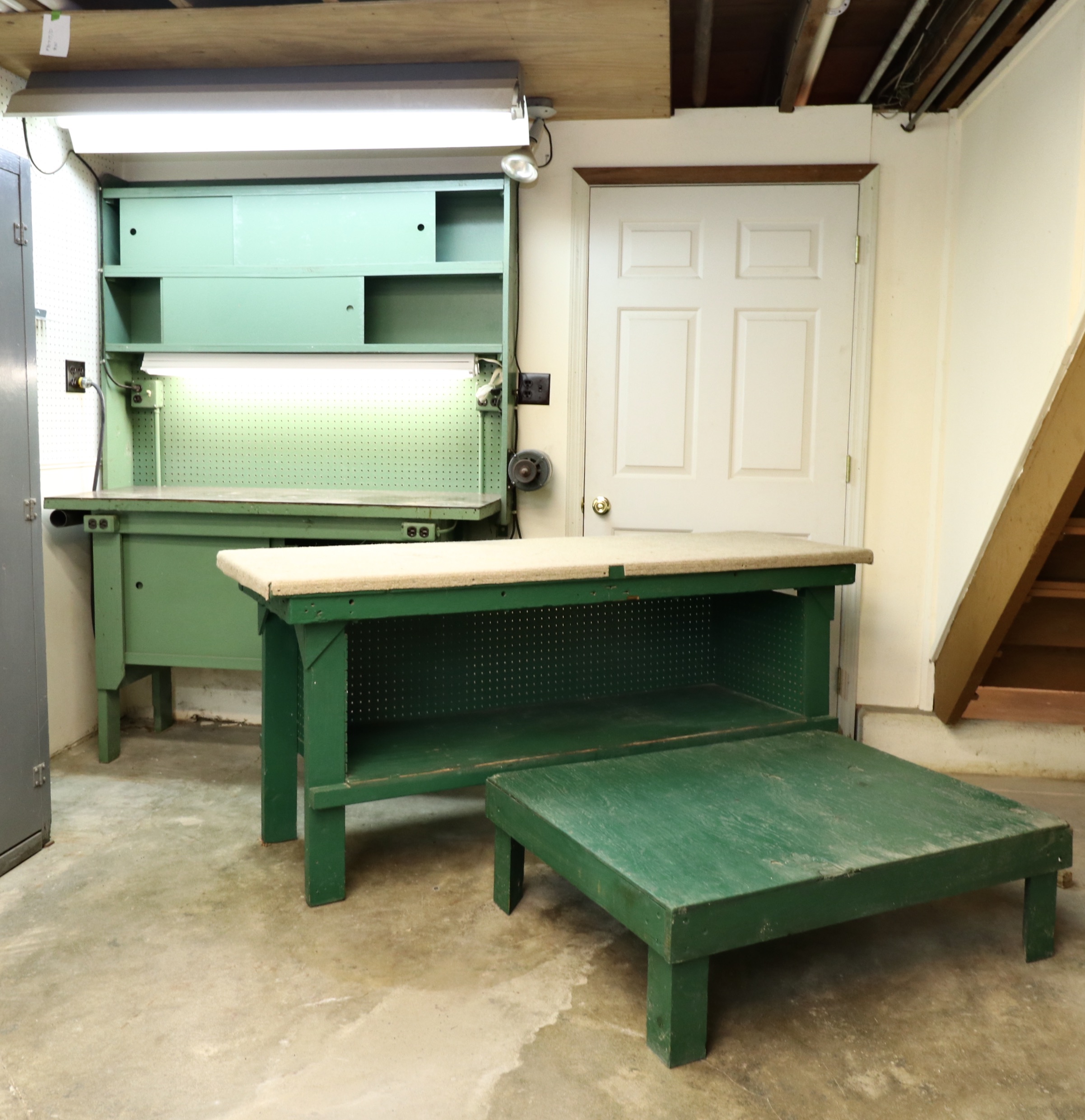 Custom Electrified Workbench with Grinder, Work Table, and Elevated Skids