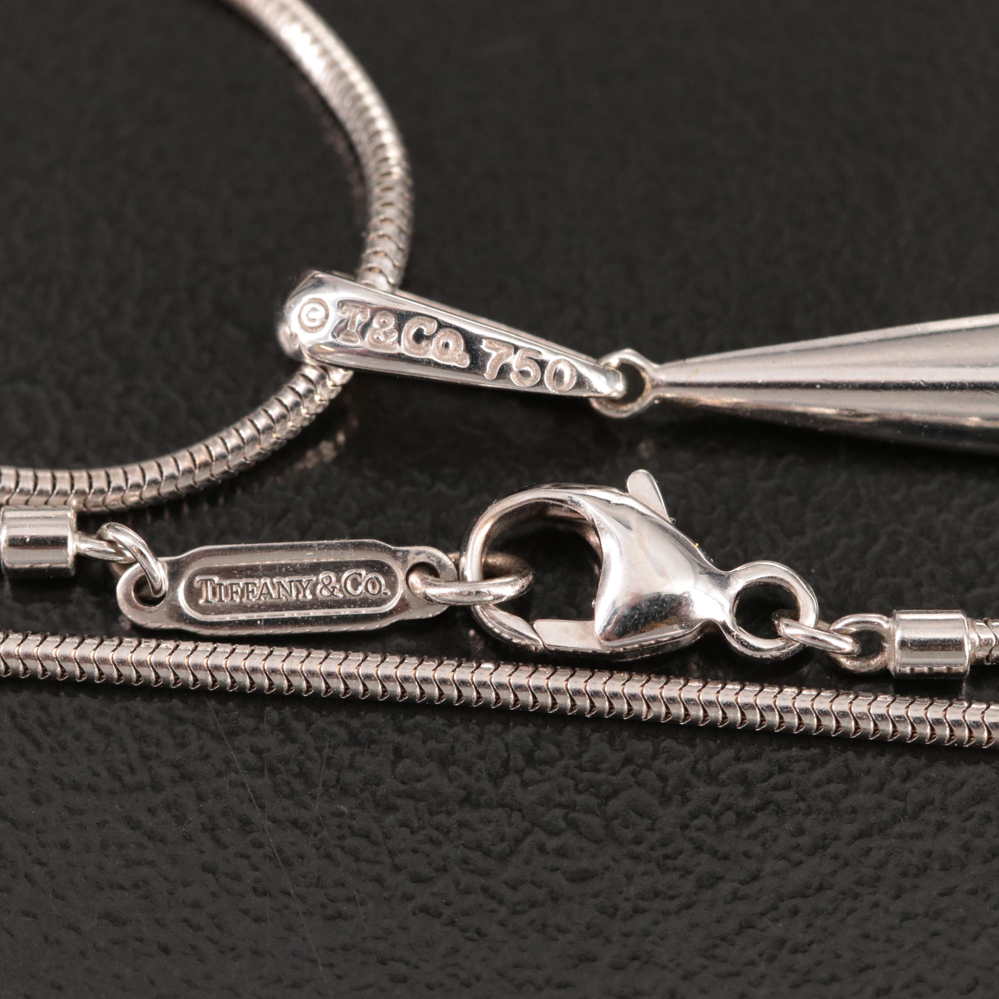 Tiffany & Co. 18K Feather Pendant Necklace and Earrings