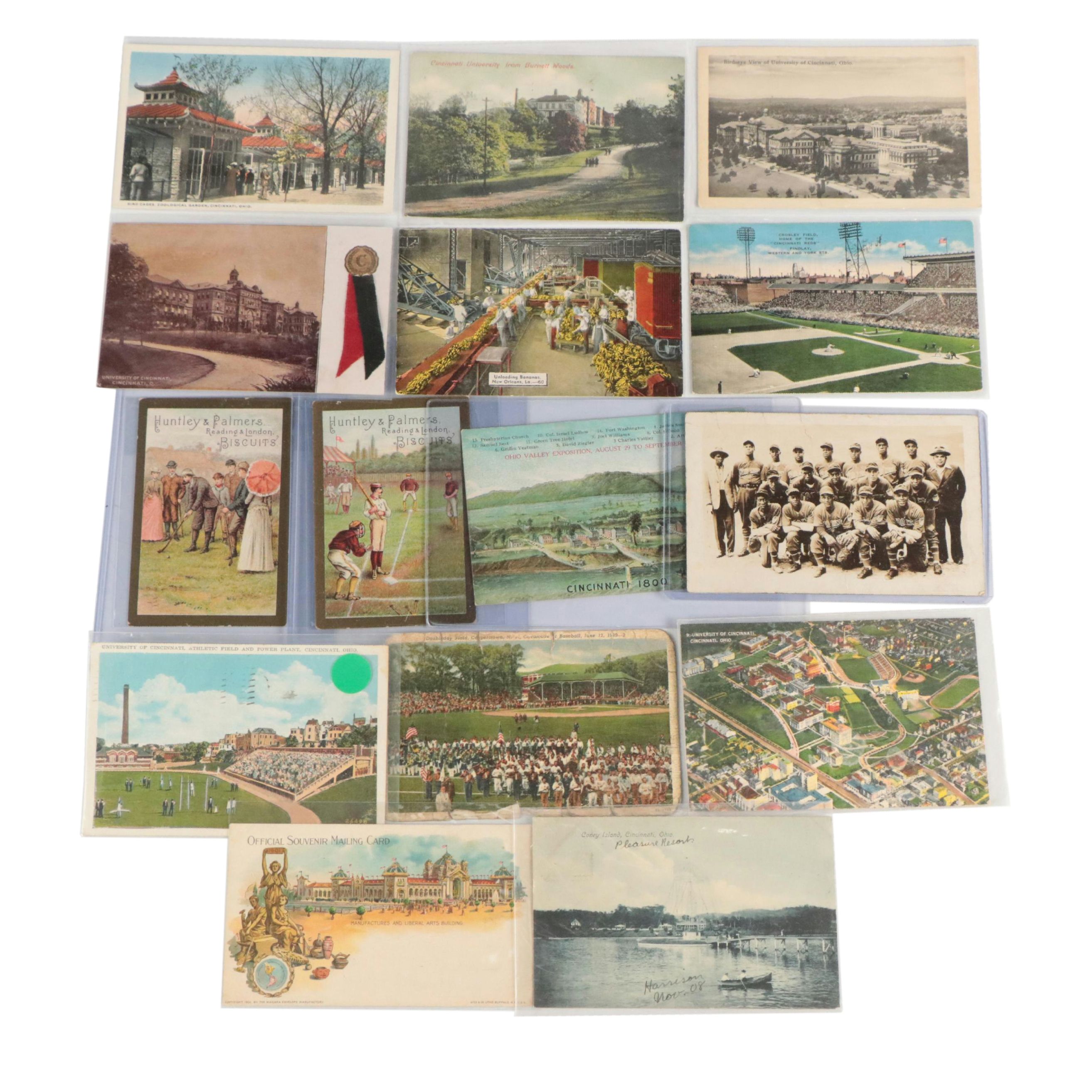 Cincinnati and New Orleans Souvenir Postcards with Advertisement Cards