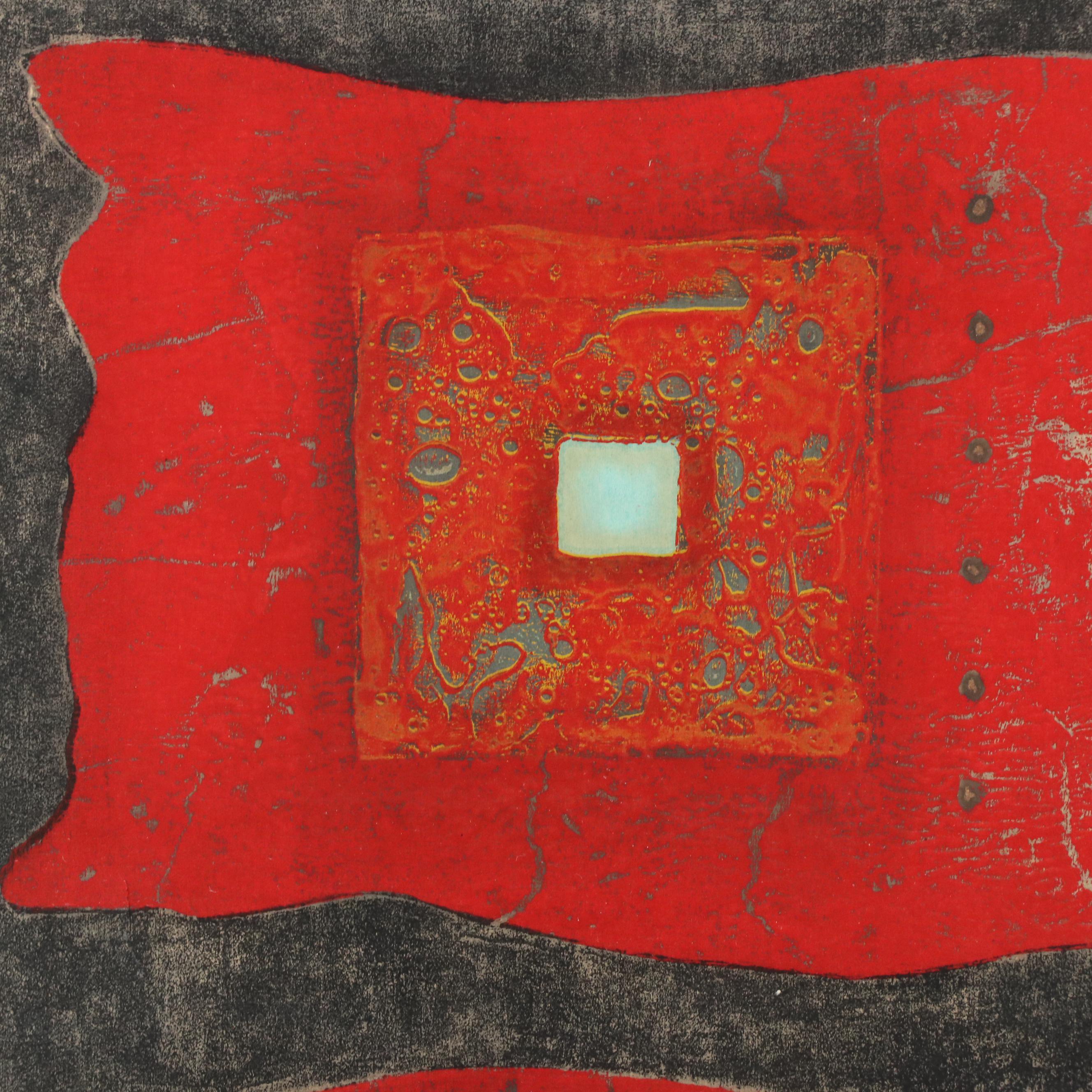 Hiroyuki Tajima Woodblock "The Stone Flag," 1971