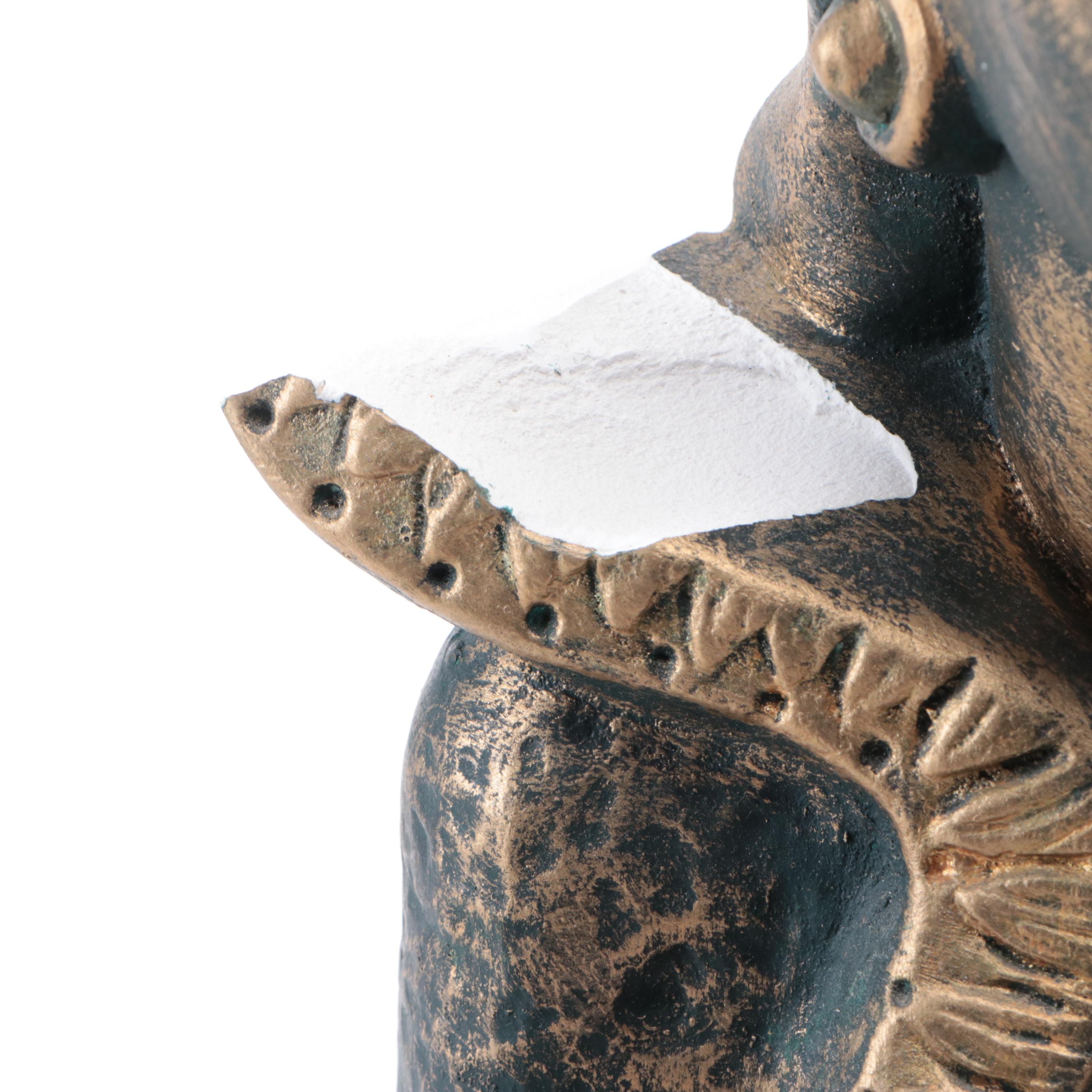 Plaster Buddha Statue and Candle Holder with Embossed Ceramic Planter