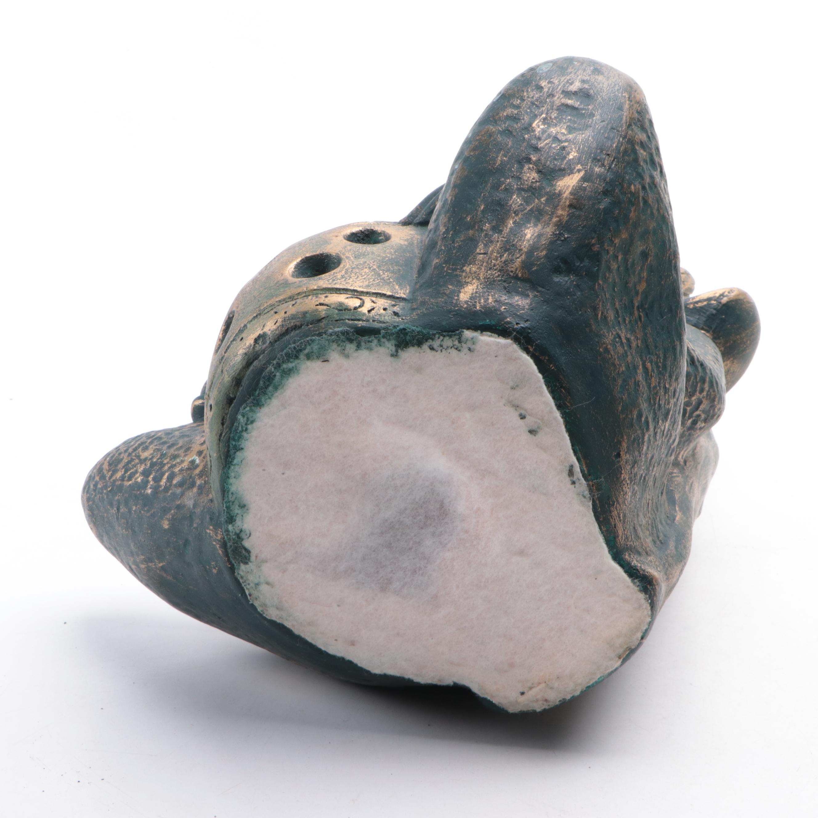 Plaster Buddha Statue and Candle Holder with Embossed Ceramic Planter