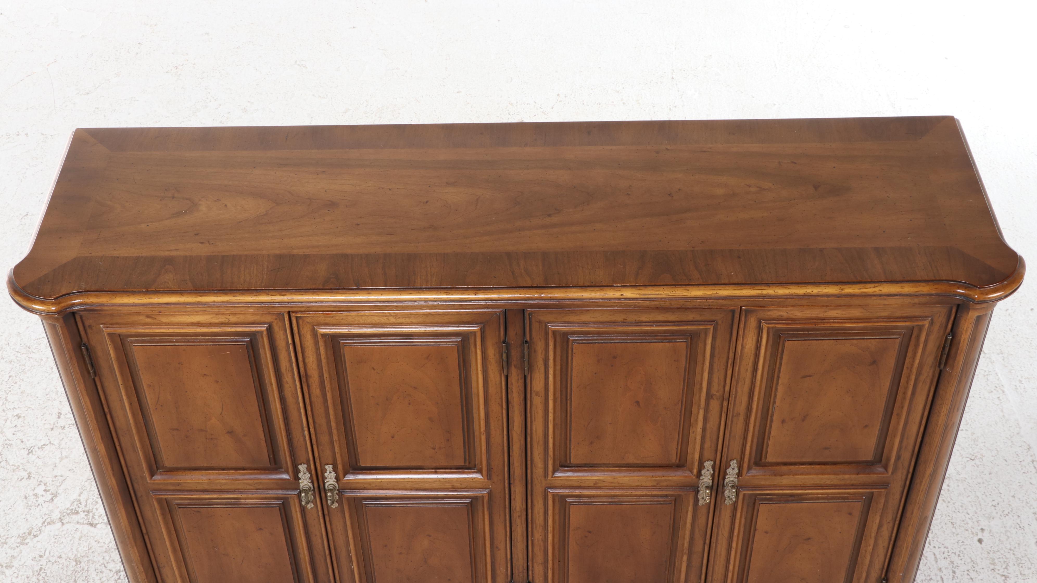 Louis Philippe Style Walnut Finish Panel Front Sideboard Cabinet