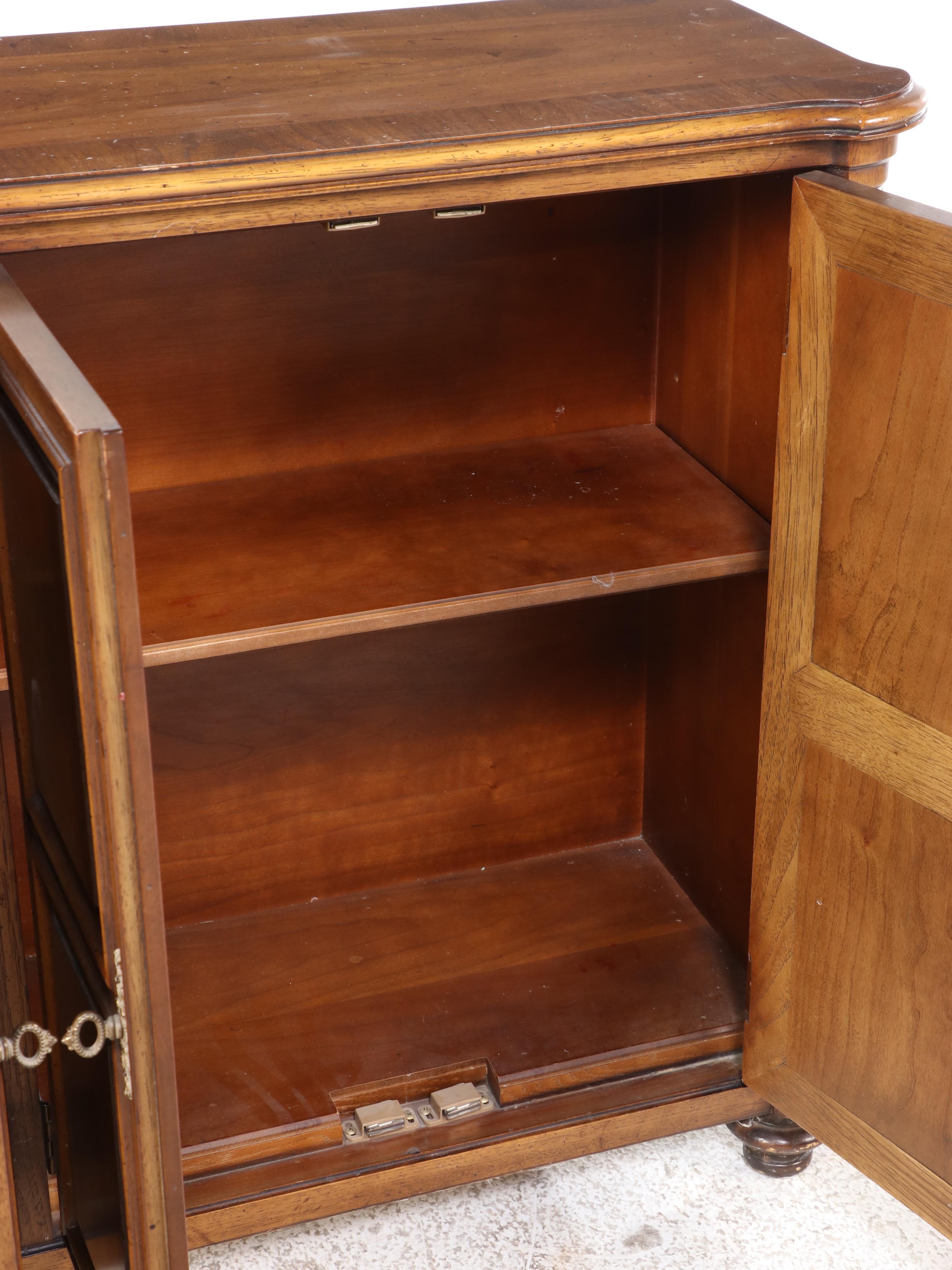 Louis Philippe Style Walnut Finish Panel Front Sideboard Cabinet