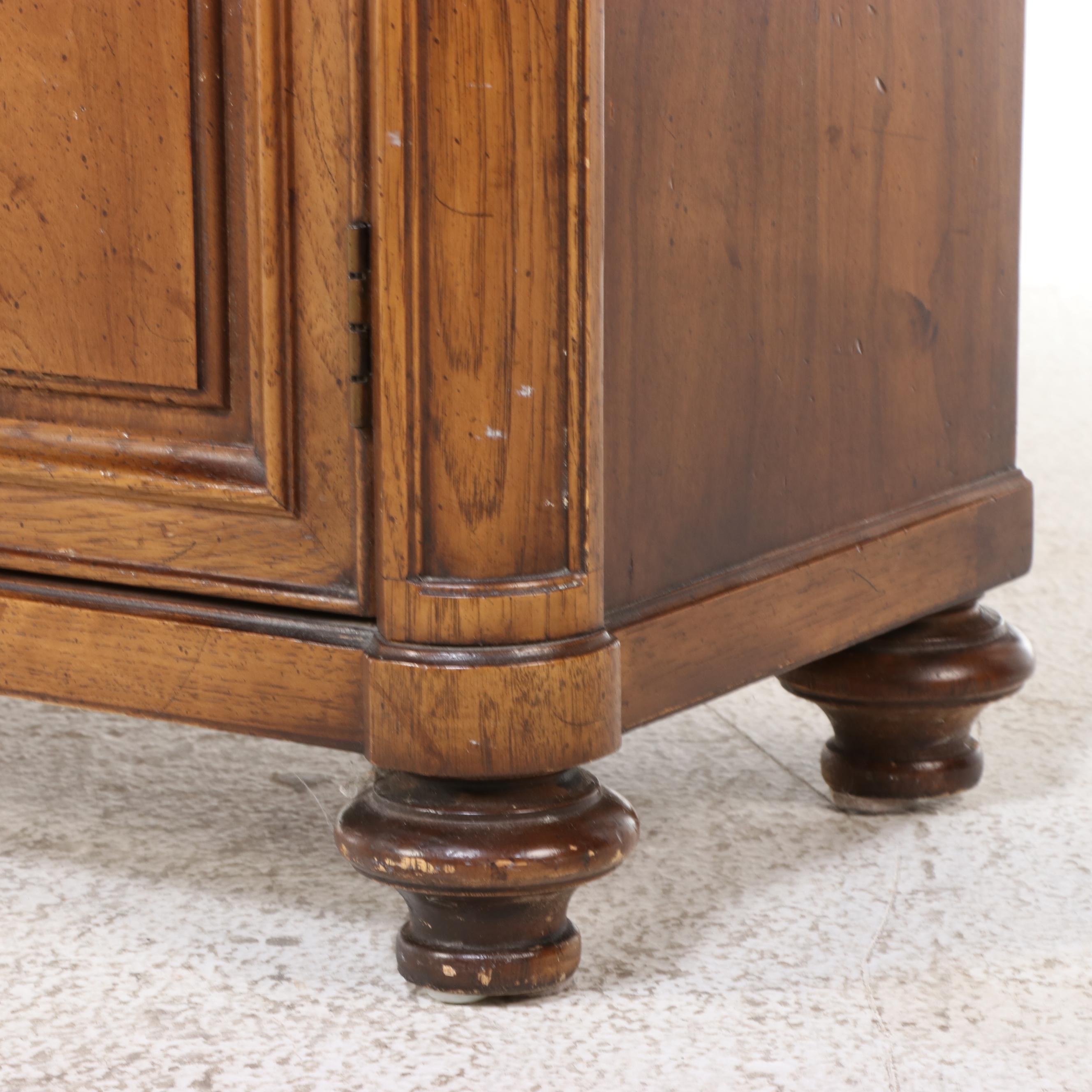 Louis Philippe Style Walnut Finish Panel Front Sideboard Cabinet