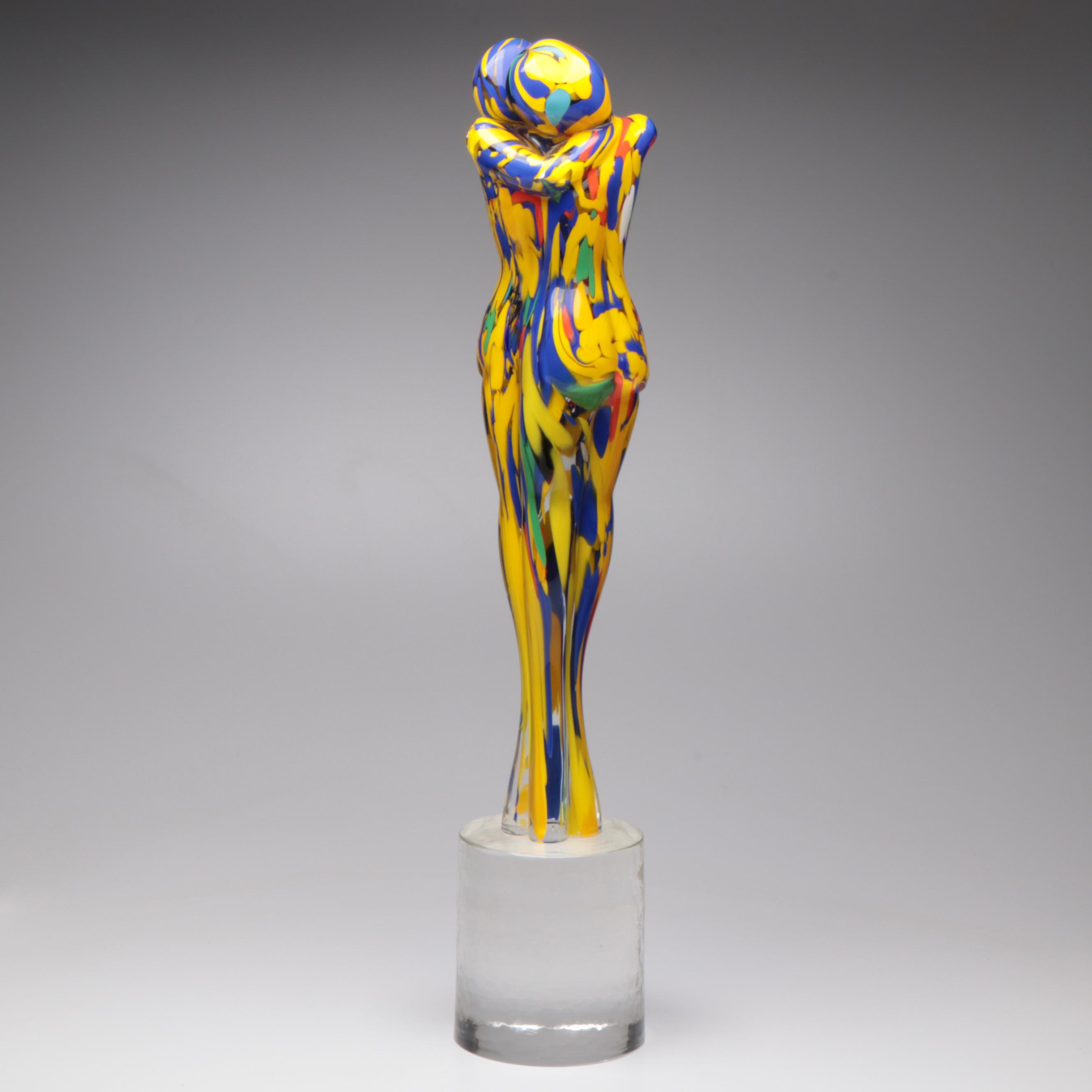 Silvano Signoretto "Lovers" Handcrafted Multicolor Murano Glass Sculpture, 2002