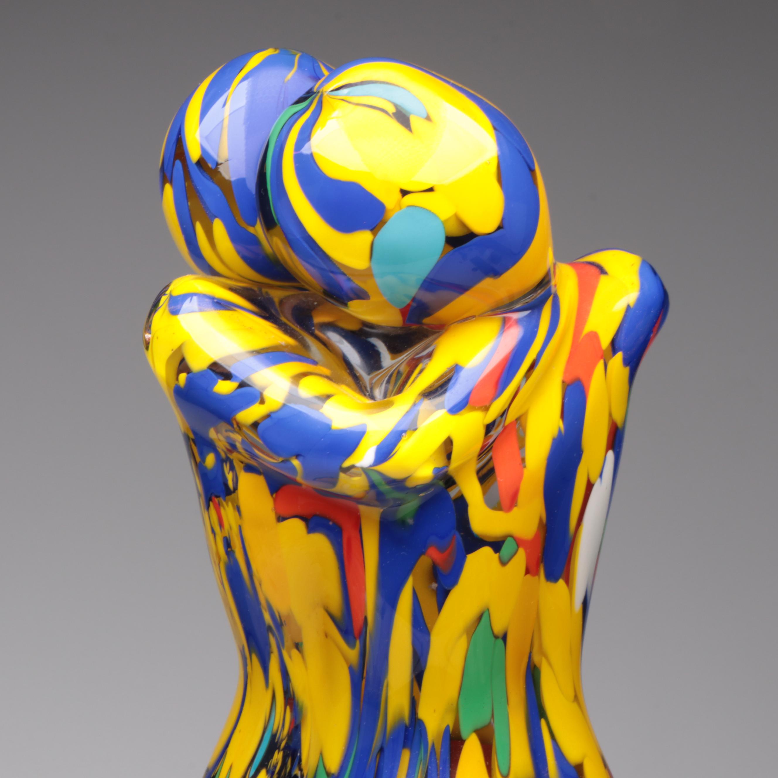 Silvano Signoretto "Lovers" Handcrafted Multicolor Murano Glass Sculpture, 2002