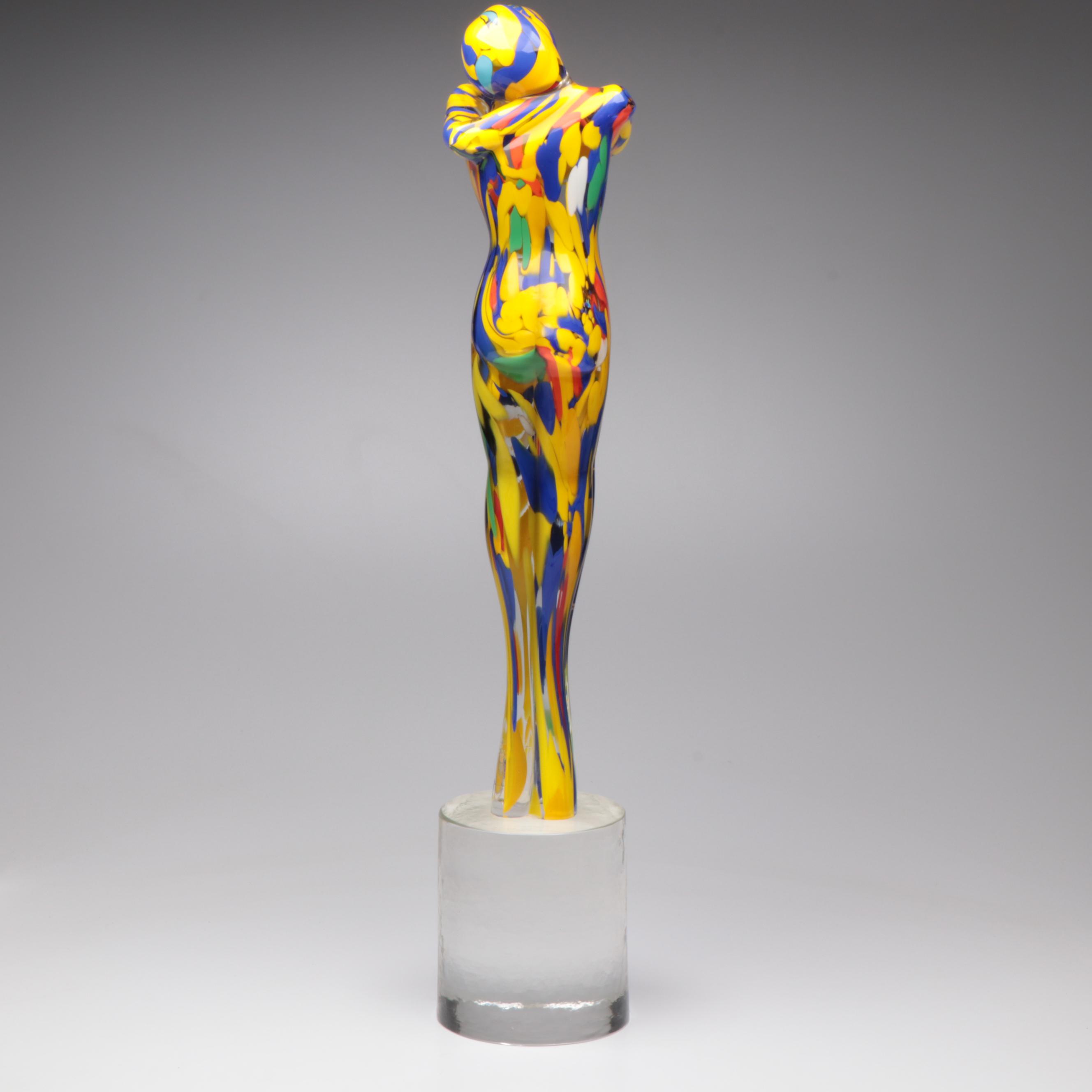 Silvano Signoretto "Lovers" Handcrafted Multicolor Murano Glass Sculpture, 2002