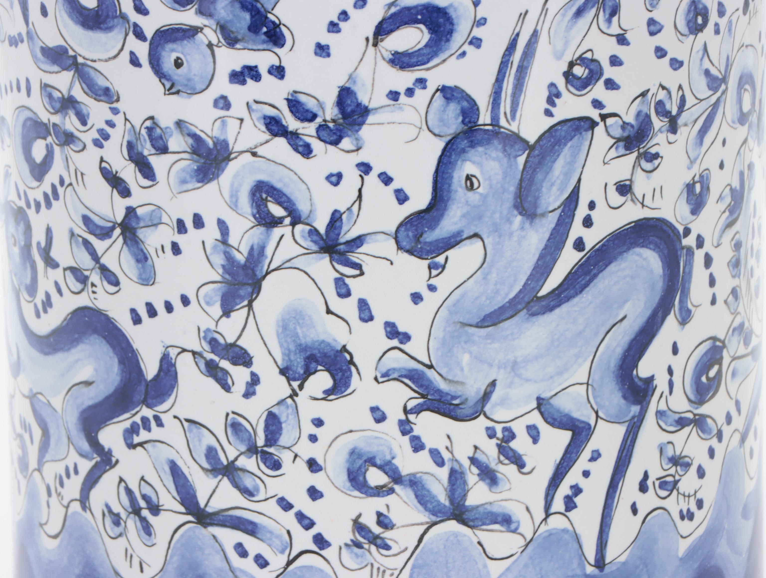 Holu Portuguese Blue and White Ceramic Umbrella Stand