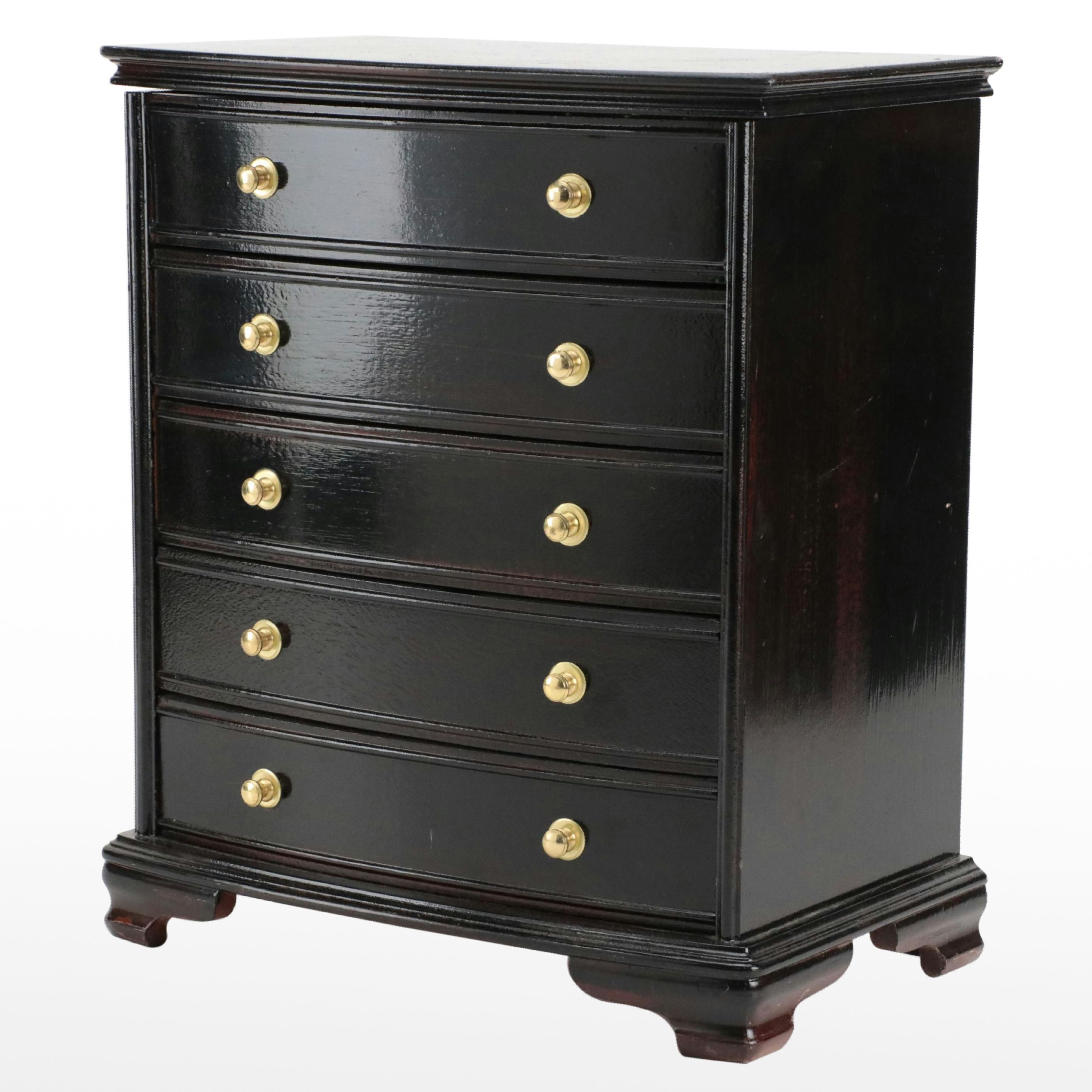 Black Lacquer Wooden Five-Drawer Jewelry Box