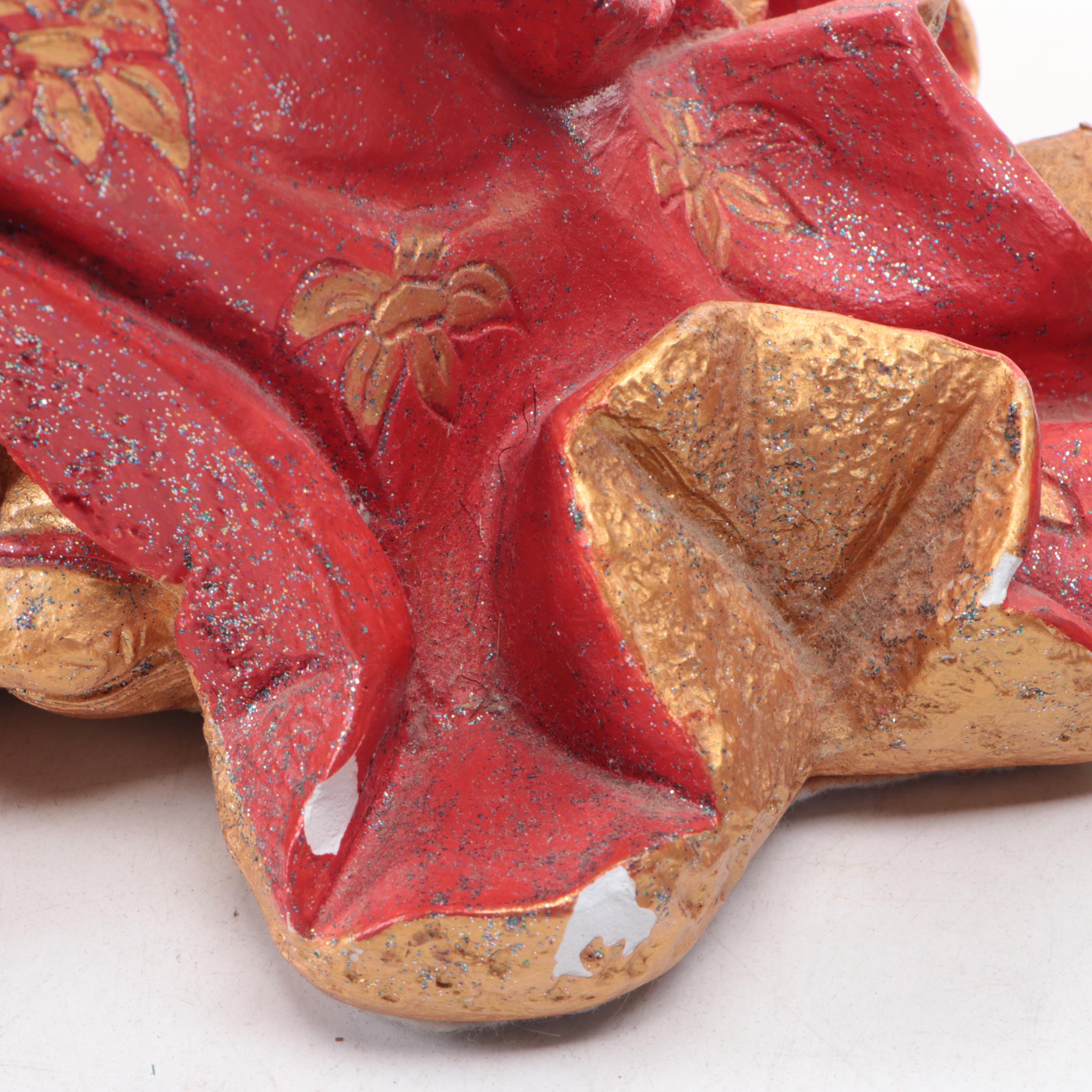 Hand-Painted Cast Plaster Traditional Chinese Man and Woman Figurines