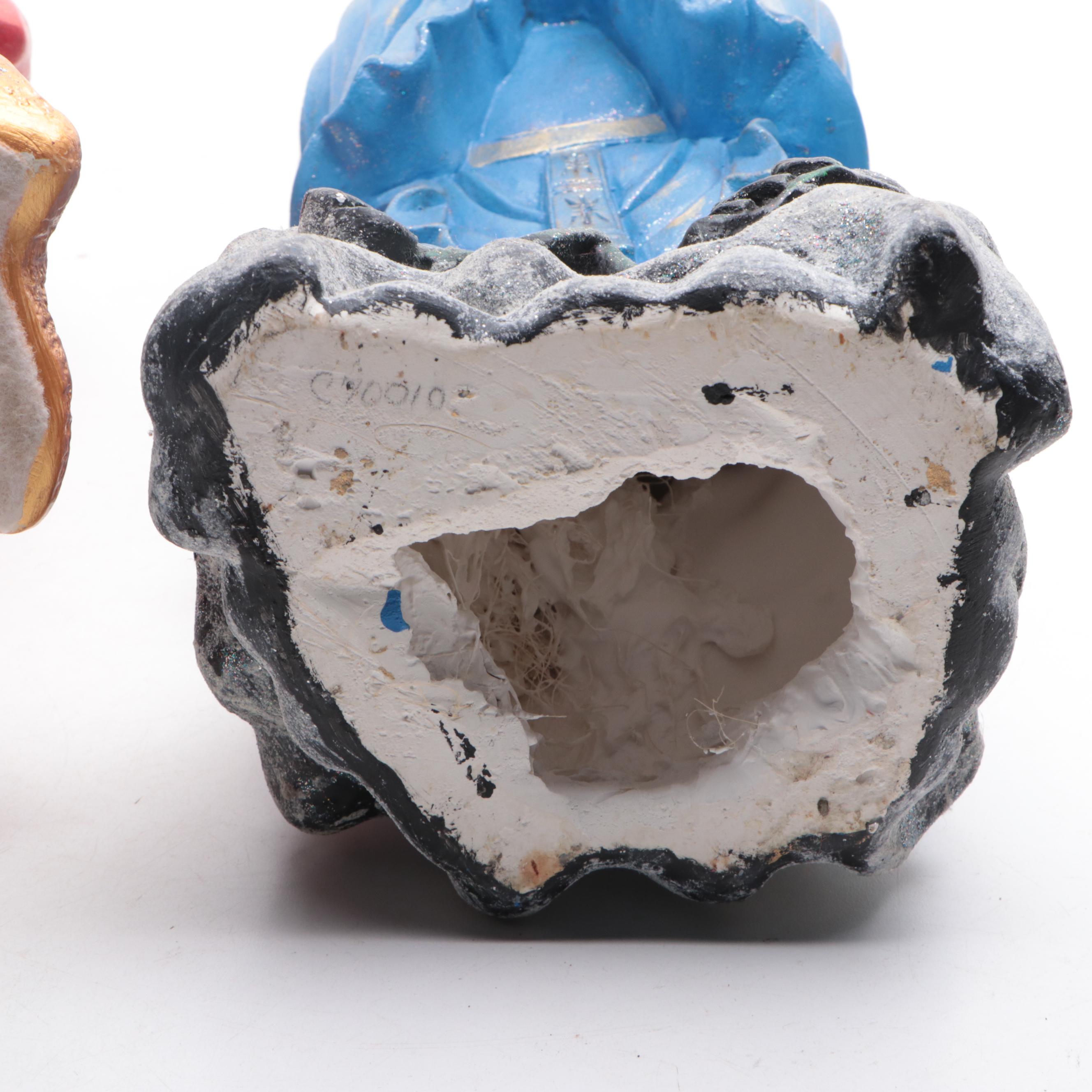 Hand-Painted Cast Plaster Traditional Chinese Man and Woman Figurines