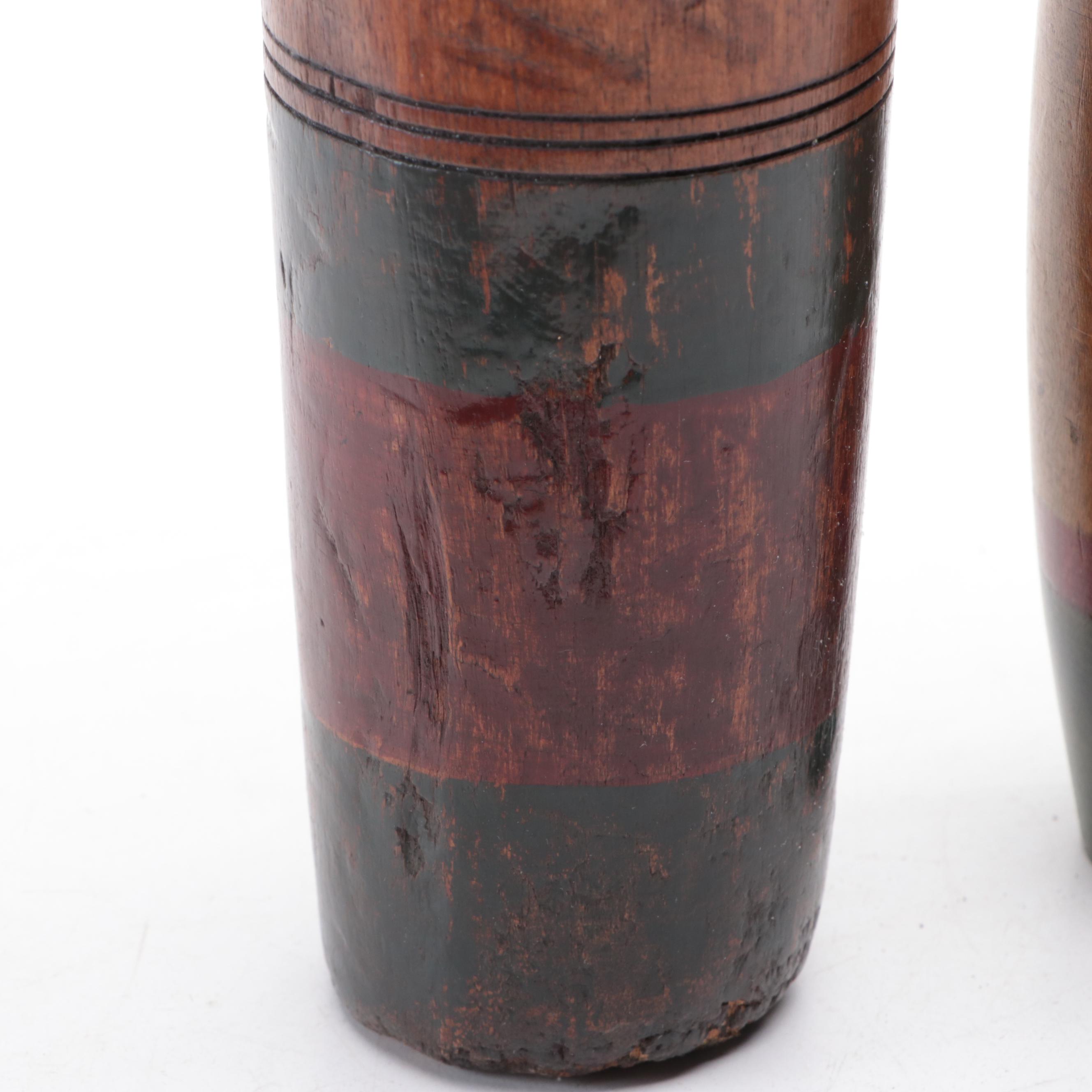 Painted Wooden Juggling Pins of 1, 2, and 2½ Pounds