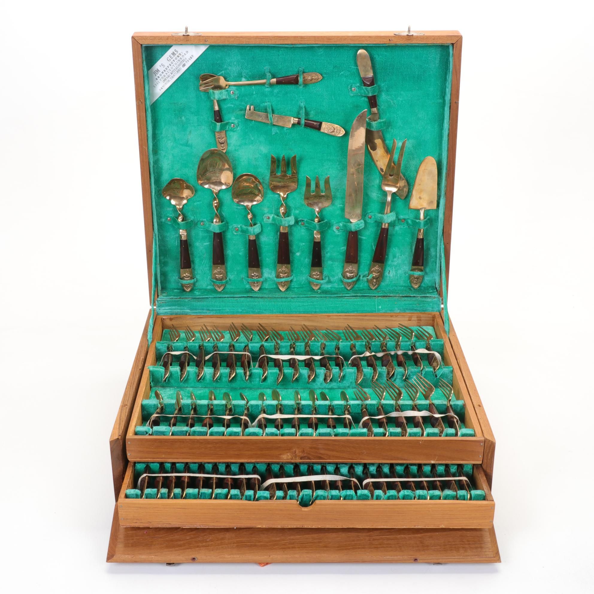 Thai Bronze Flatware Set, Mid to Late 20th Century