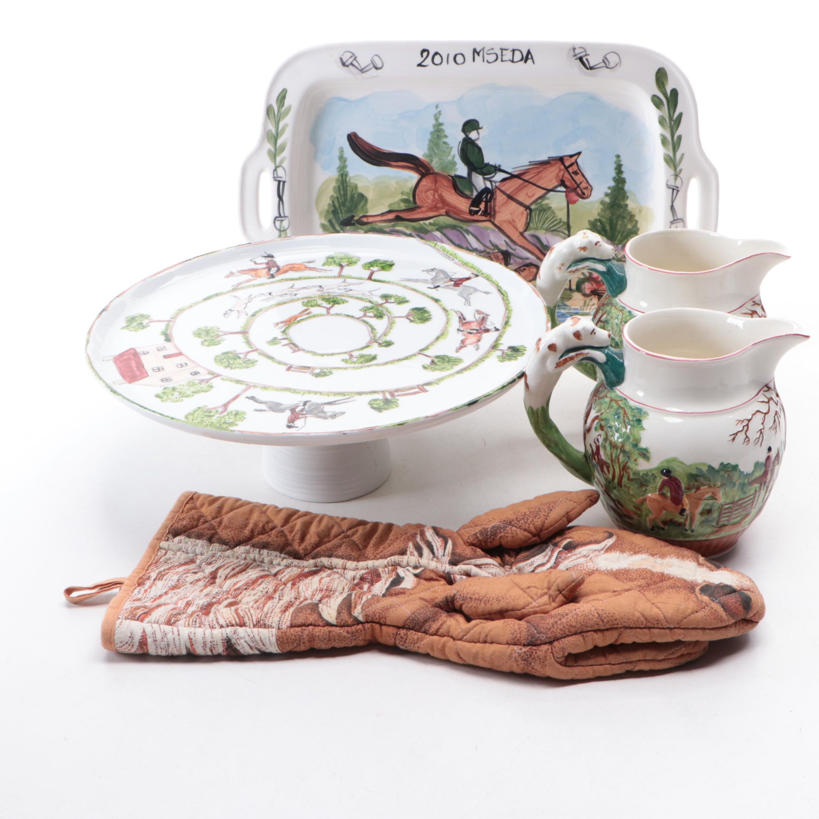 Wedgwood "D'Ye Ken John Peel Red" Ceramic Pitchers with More