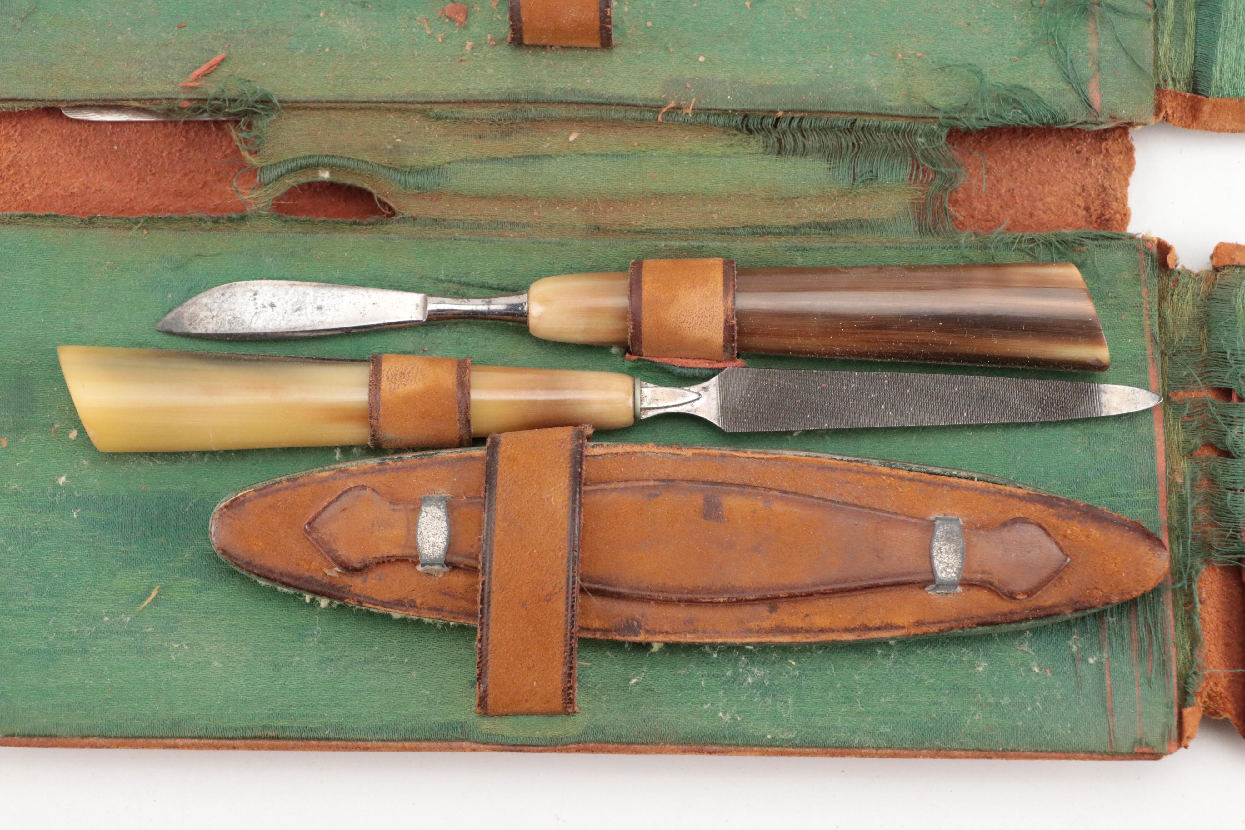 Pyramid Pearl Tone Celluloid Vanity Set and Grooming Tools