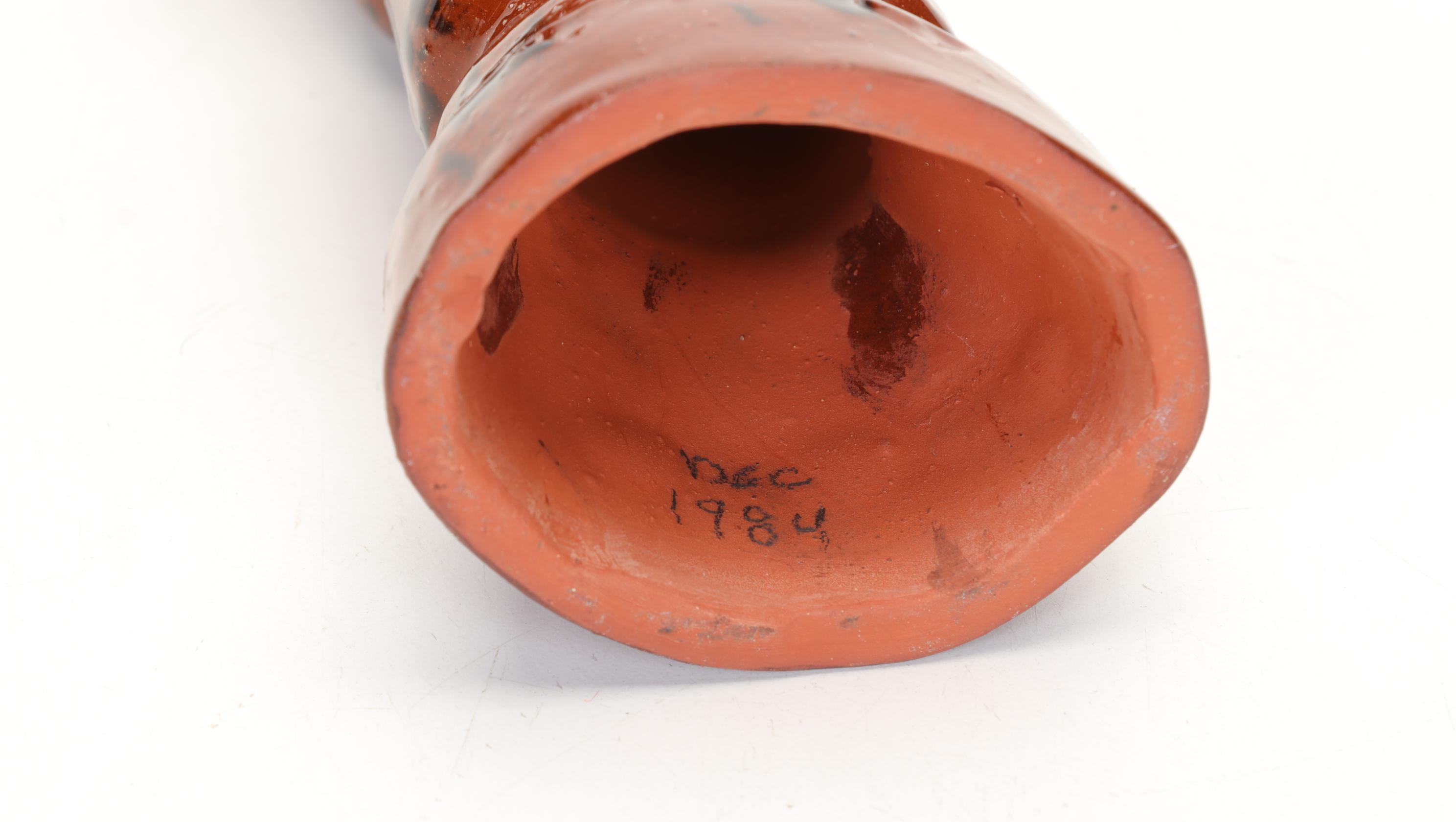 Foltz Pottery Glazed Redware Santa Figurines, Late 20th Century