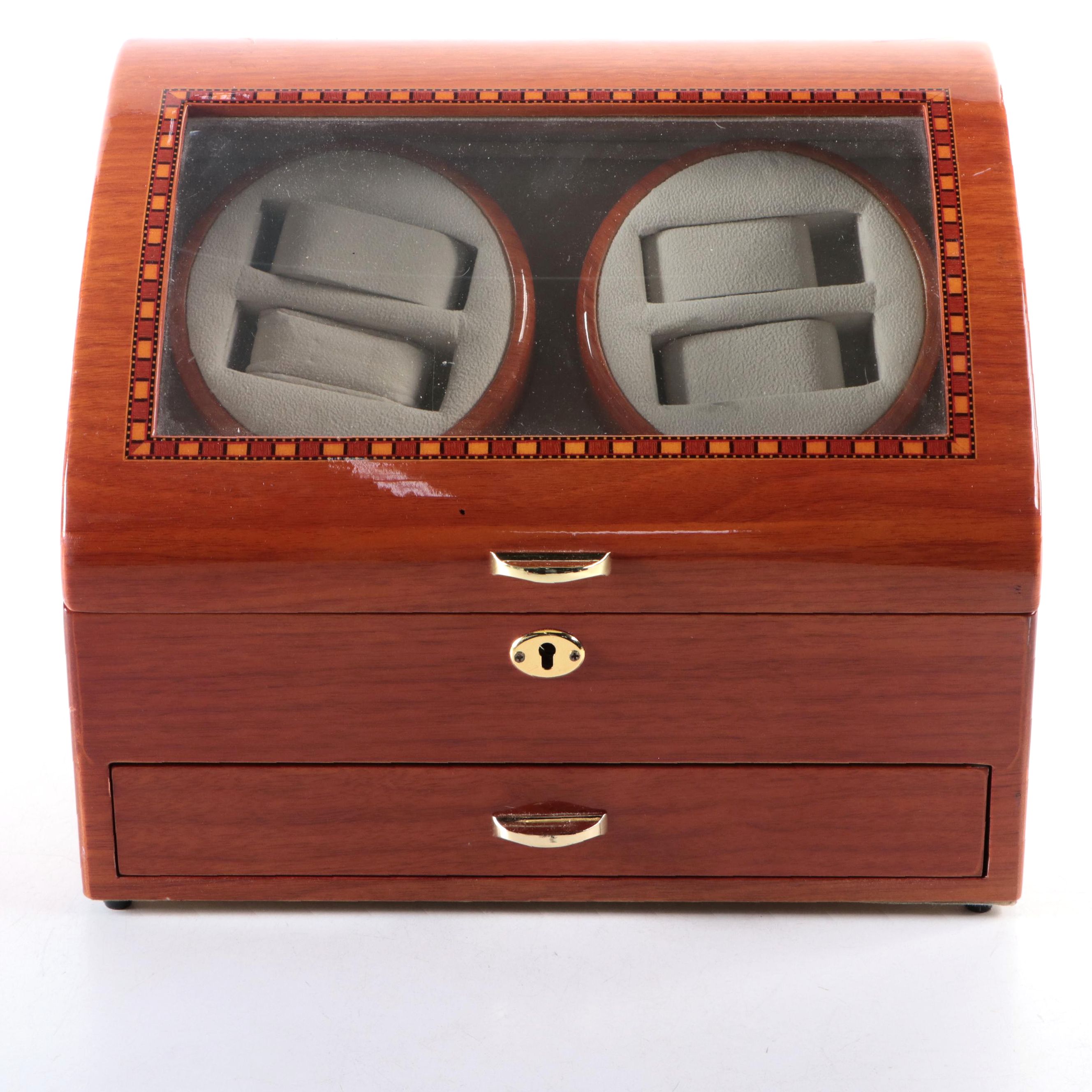 Kendal Four-Watch Wood Marquetry Watch Winder