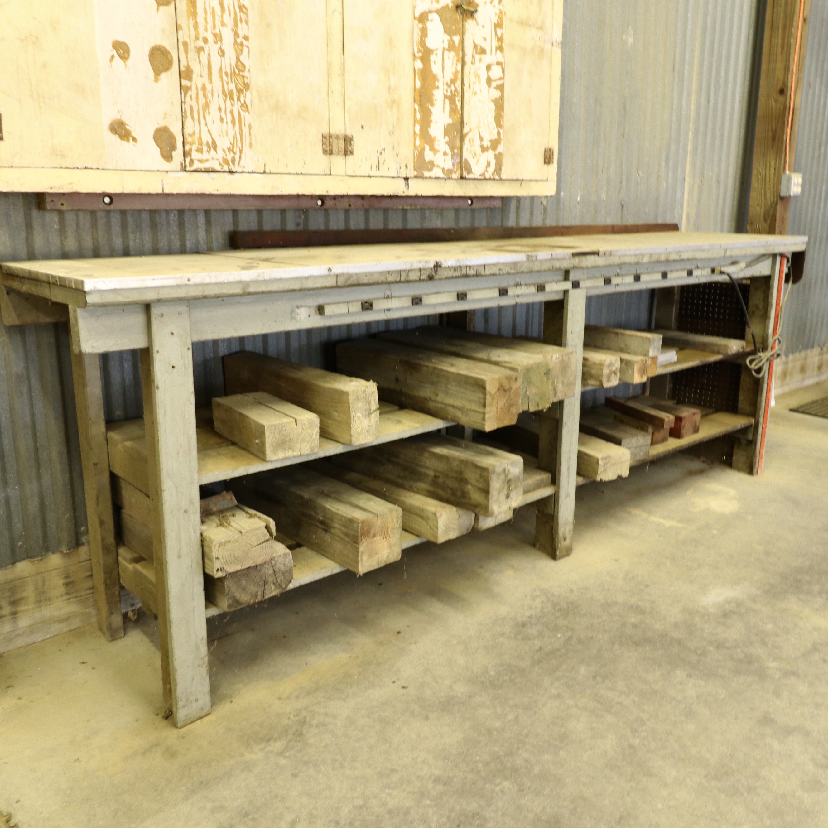 Custom Shallow Profile Electrified Workbench with Seasoned Lumber Pieces