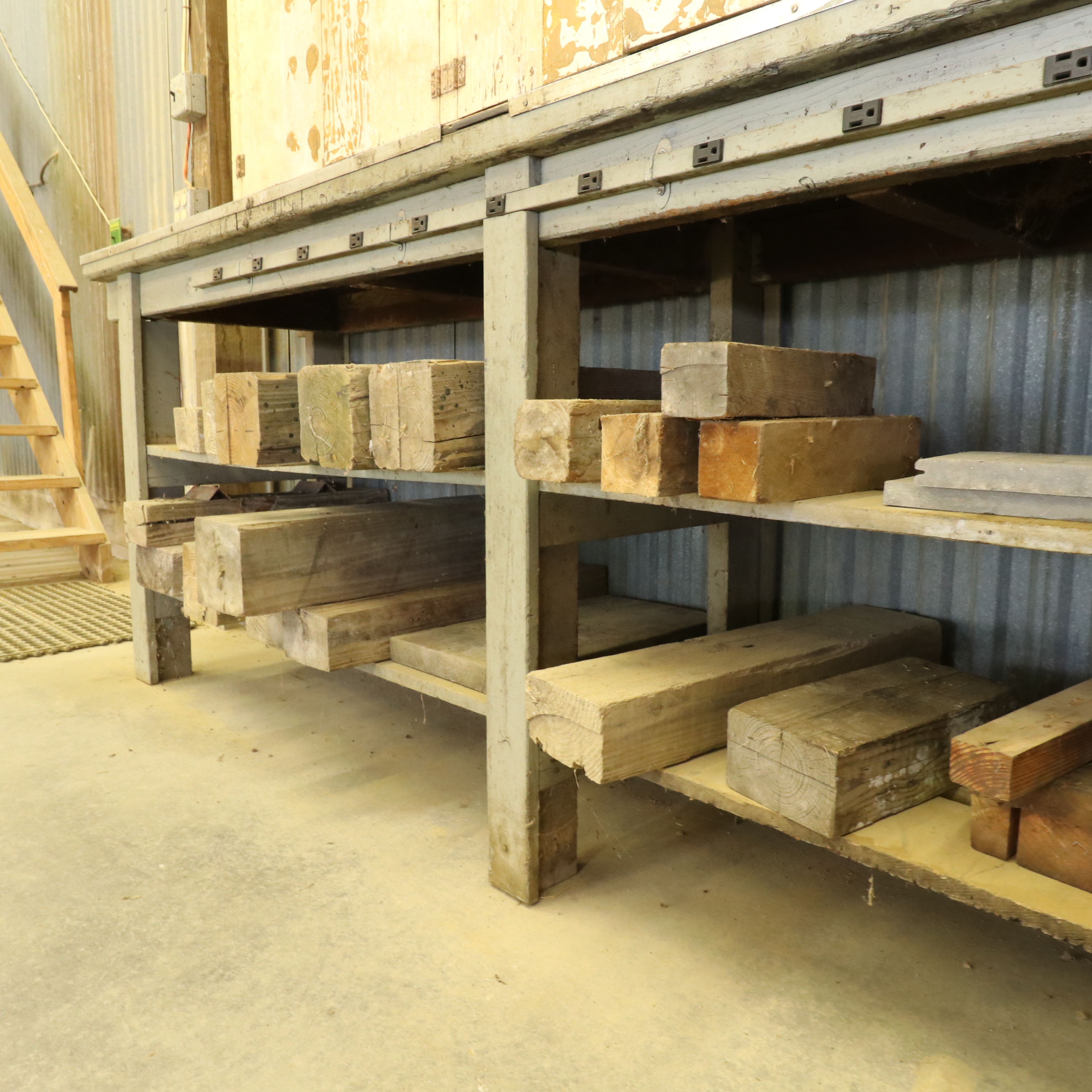 Custom Shallow Profile Electrified Workbench with Seasoned Lumber Pieces