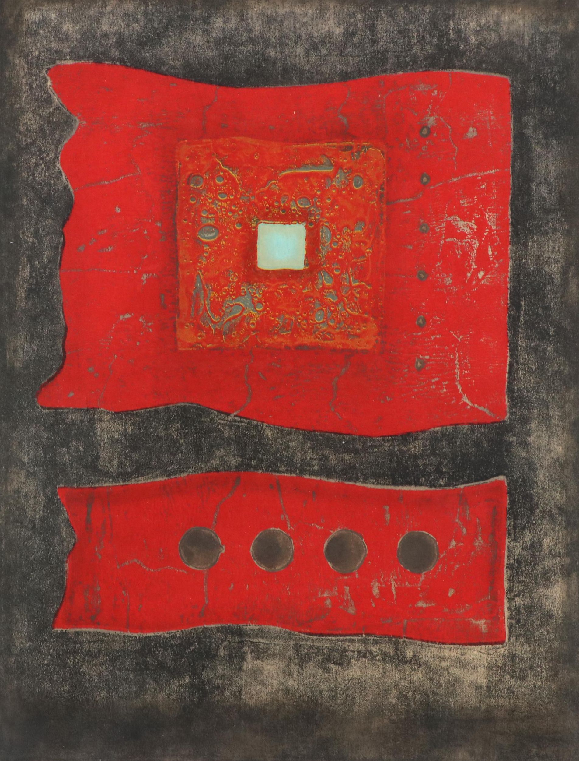 Hiroyuki Tajima Woodblock "The Stone Flag," 1971