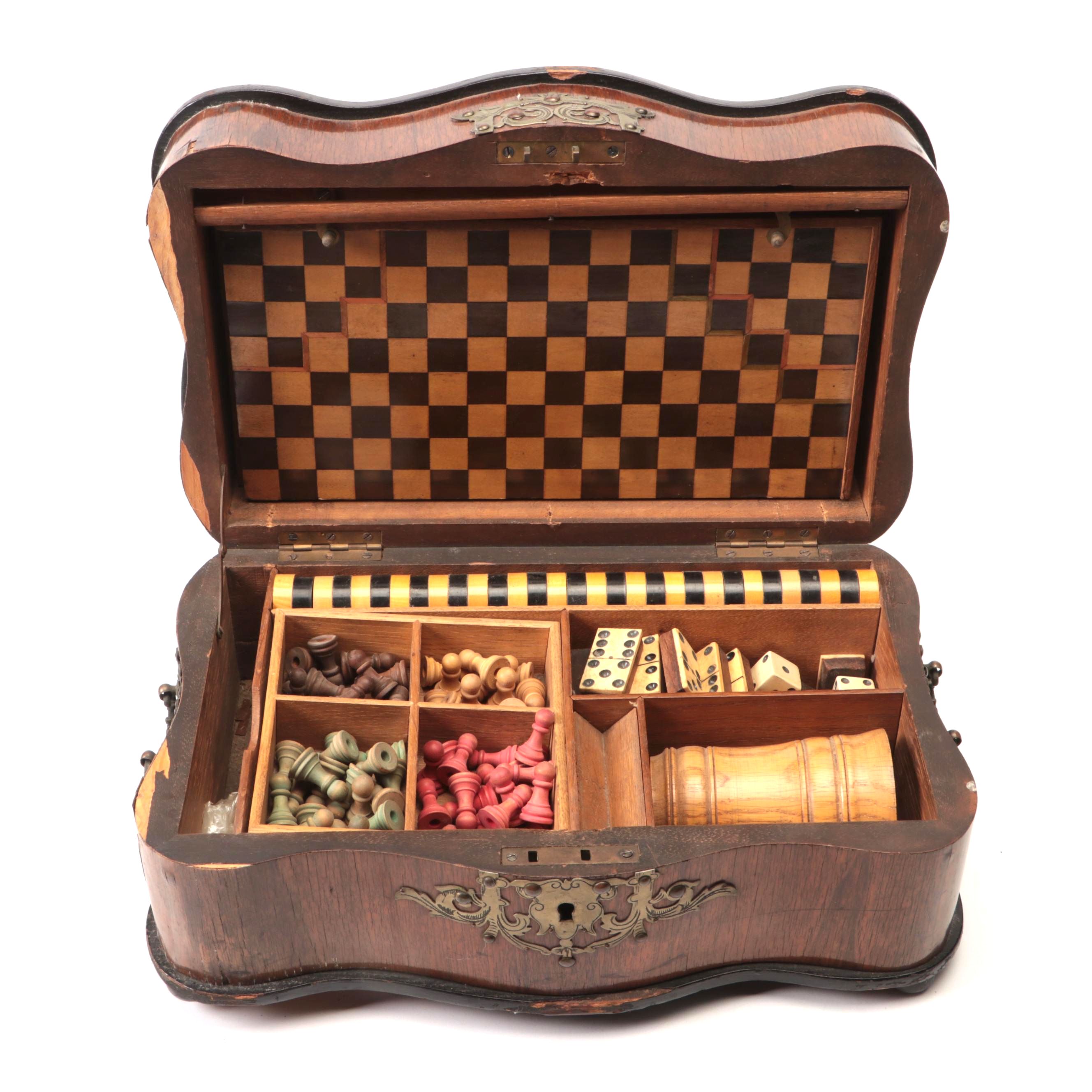 Metal Mounted Wood Game Compendium, Early 20th Century