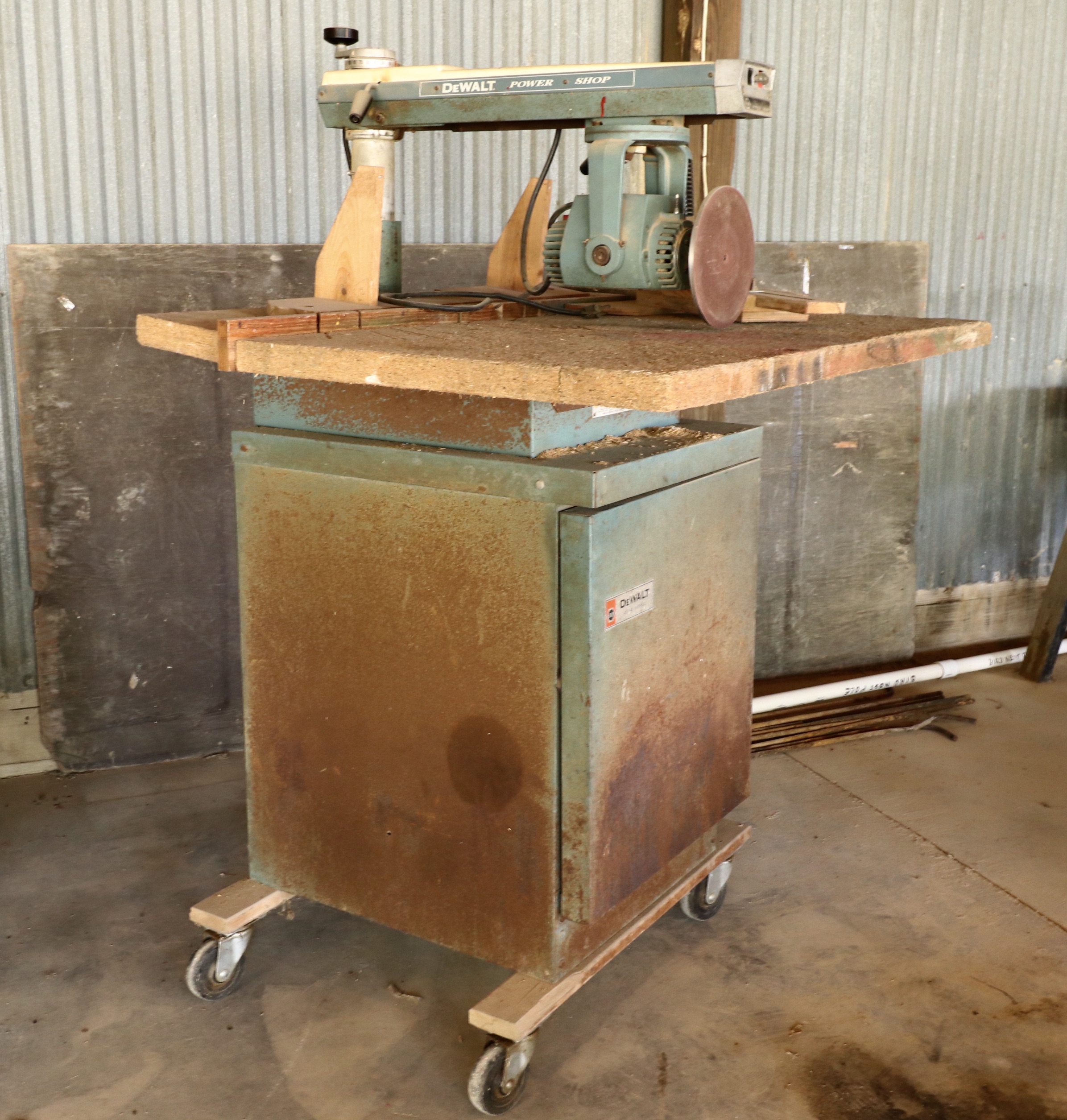 DeWalt Table Saw with Storage Cabinet and Attachments