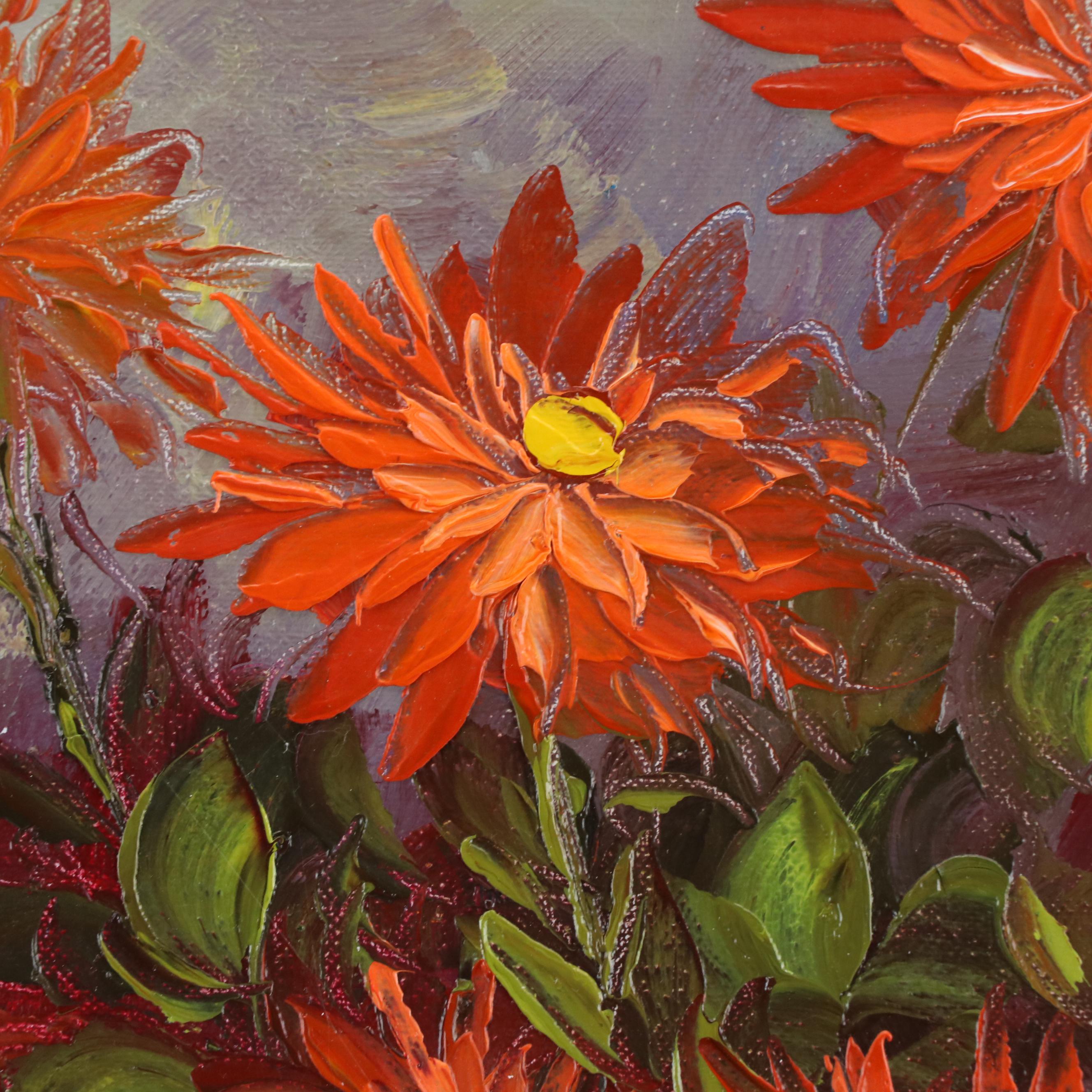 Robert Cox Floral Still Life Oil Painting, Late 20th Century