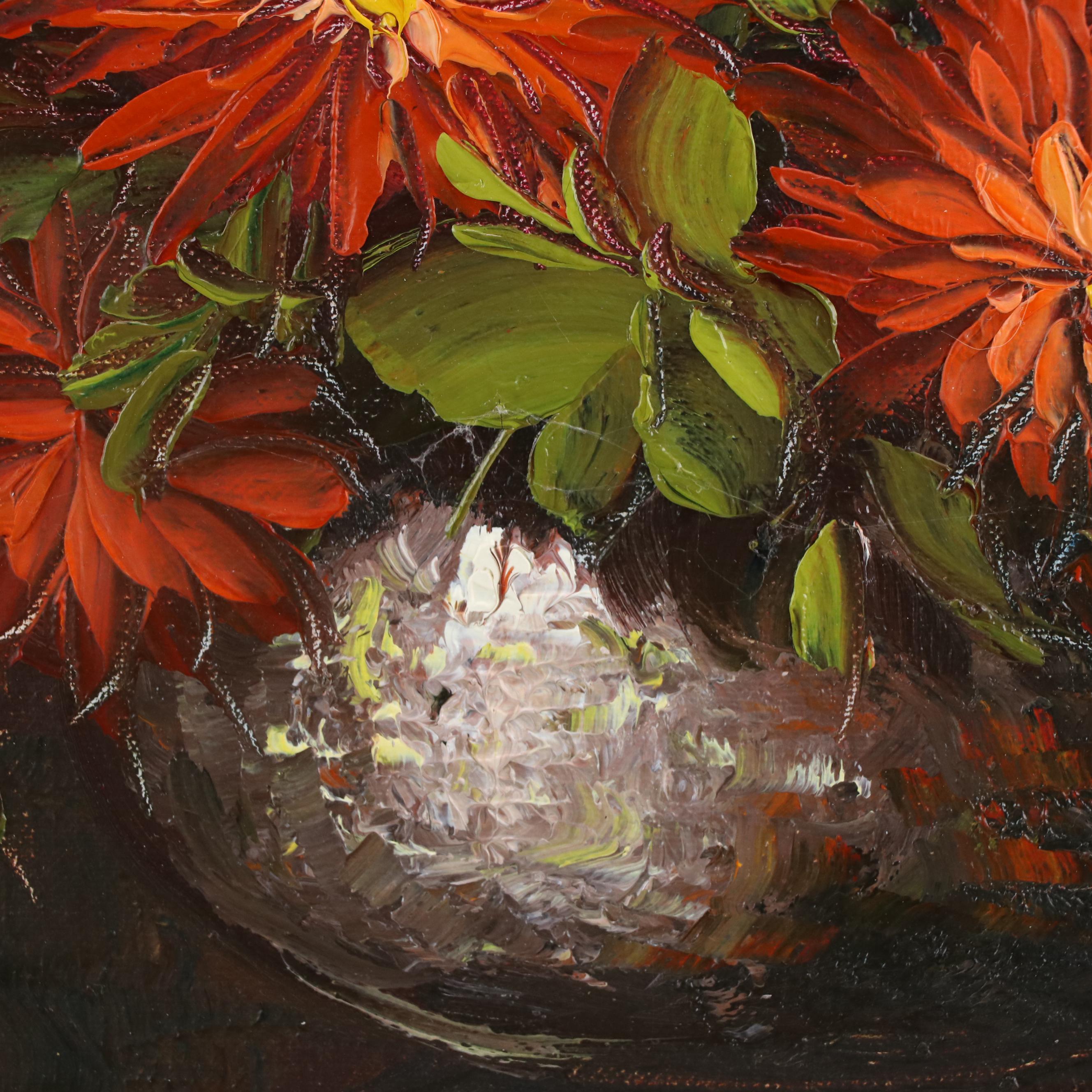 Robert Cox Floral Still Life Oil Painting, Late 20th Century