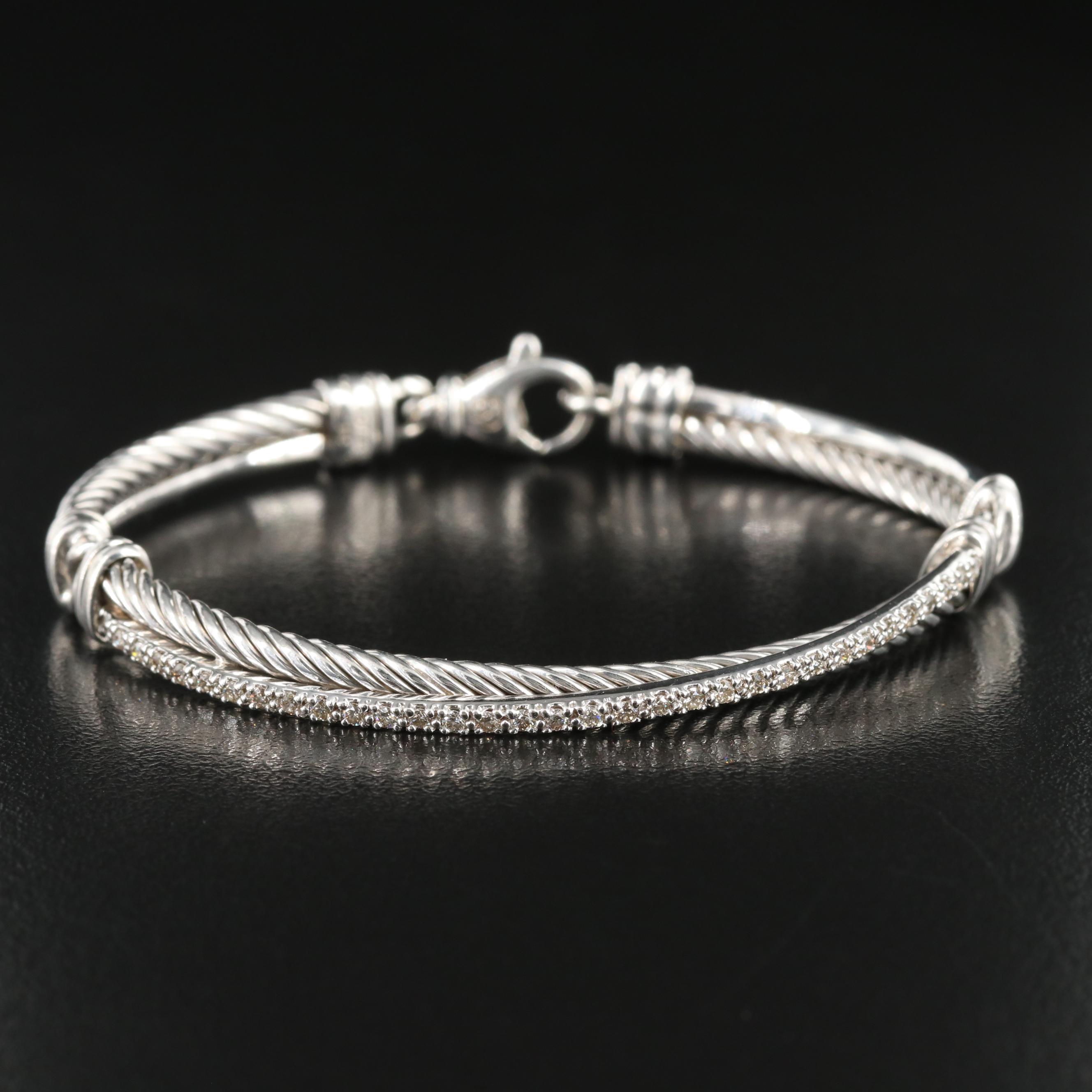 David Yurman Crossover Sterling Diamond Bracelet