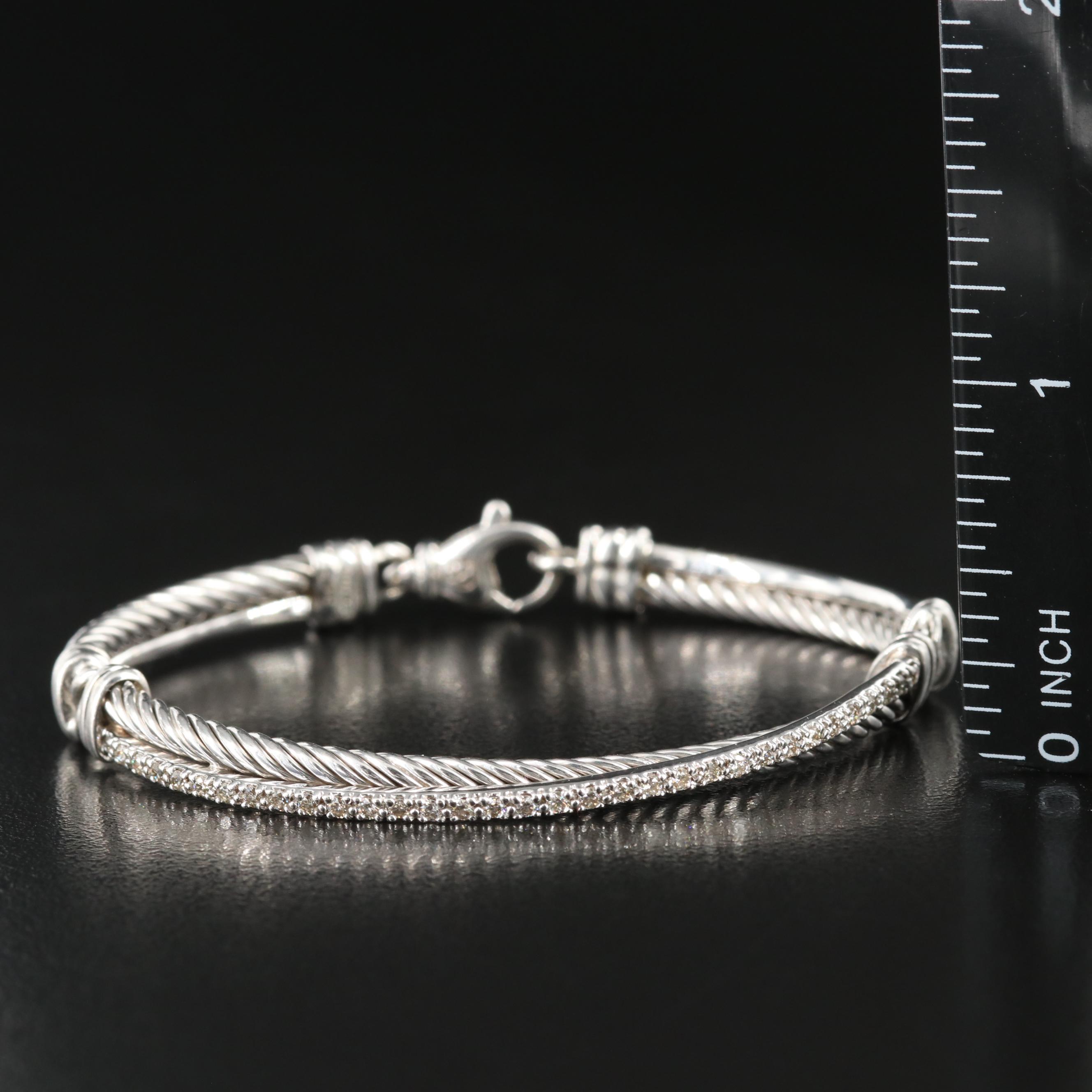 David Yurman Crossover Sterling Diamond Bracelet