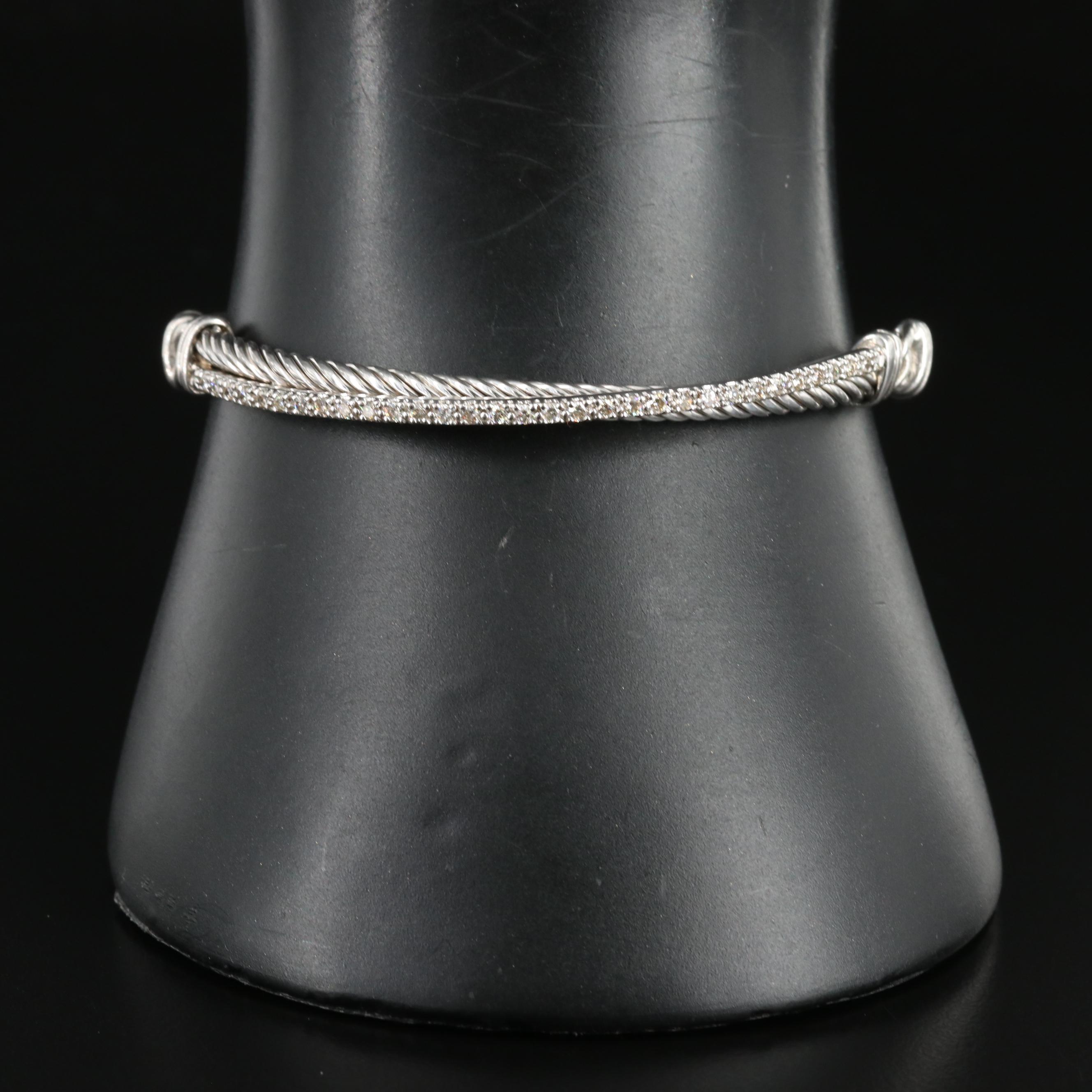 David Yurman Crossover Sterling Diamond Bracelet