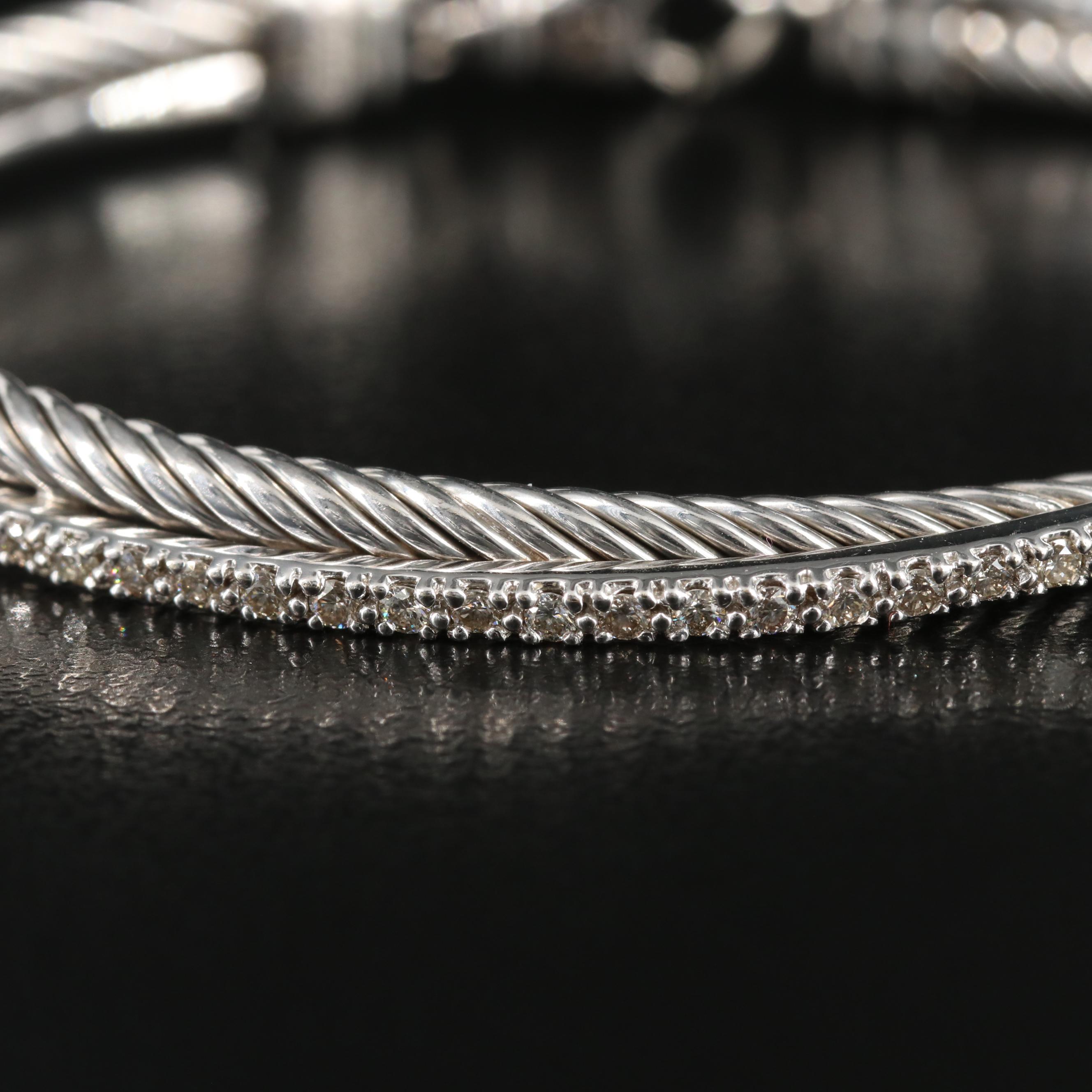 David Yurman Crossover Sterling Diamond Bracelet
