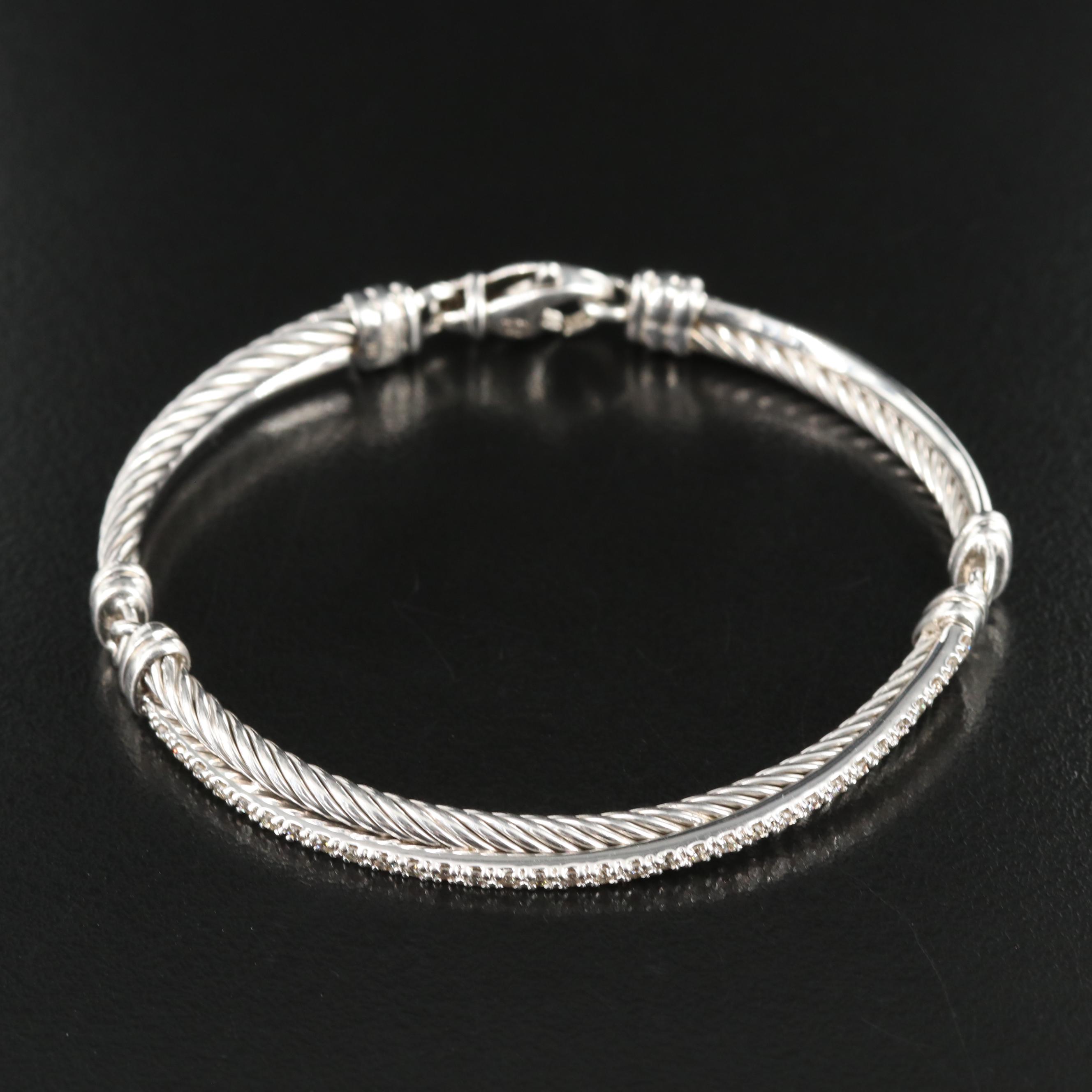 David Yurman Crossover Sterling Diamond Bracelet