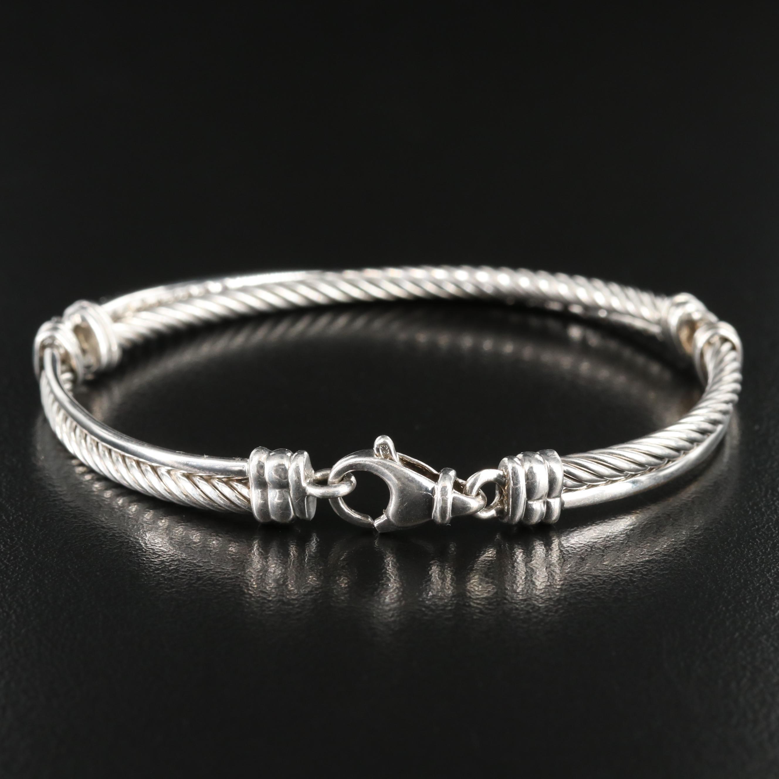 David Yurman Crossover Sterling Diamond Bracelet