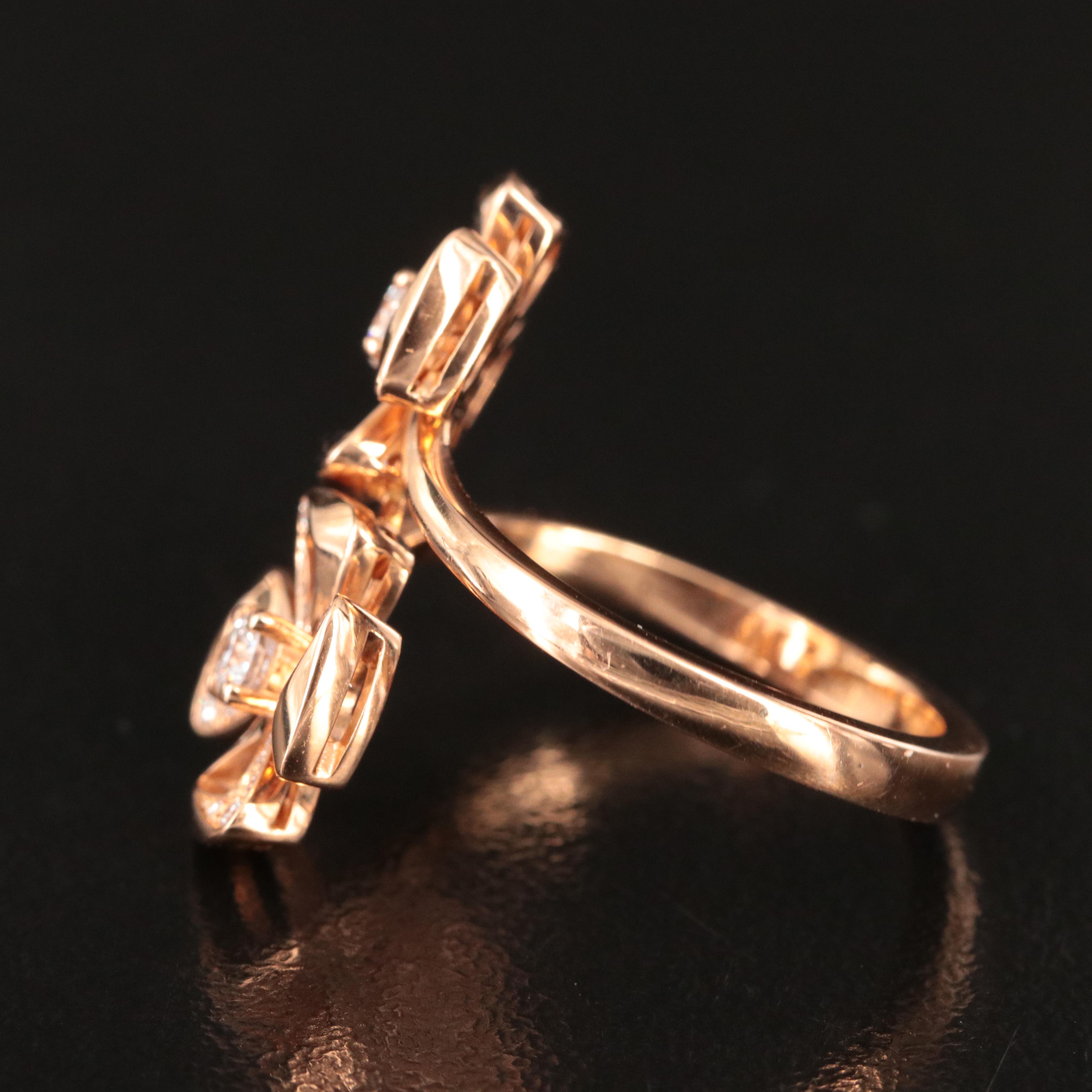 Bulgari BVLGARI Fiorever 18K Rose Gold 0.30 CTW Diamond Flower Bypass Ring