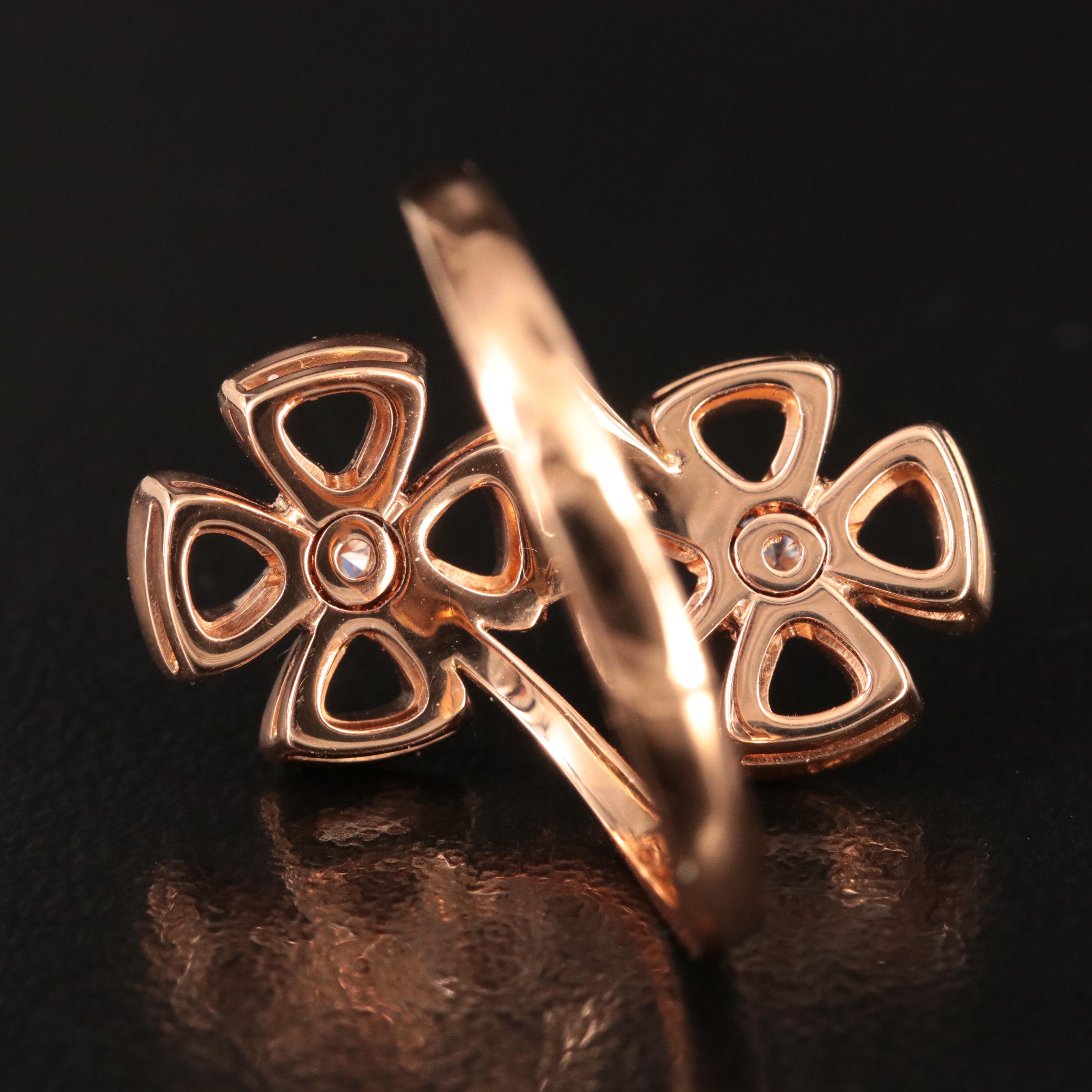 Bulgari BVLGARI Fiorever 18K Rose Gold 0.30 CTW Diamond Flower Bypass Ring