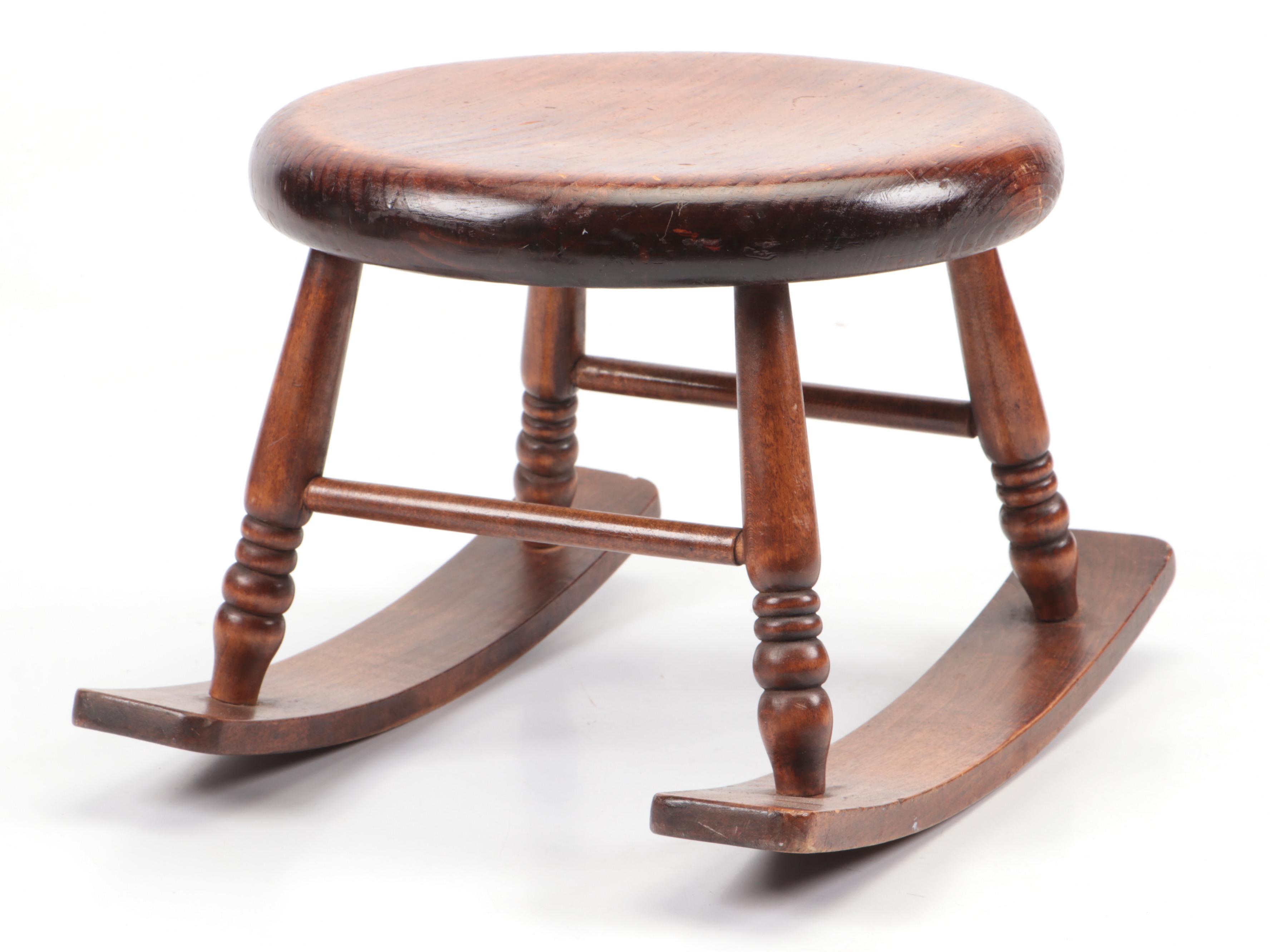 Colonial Style Oak Rocking Footstool, 20th Century