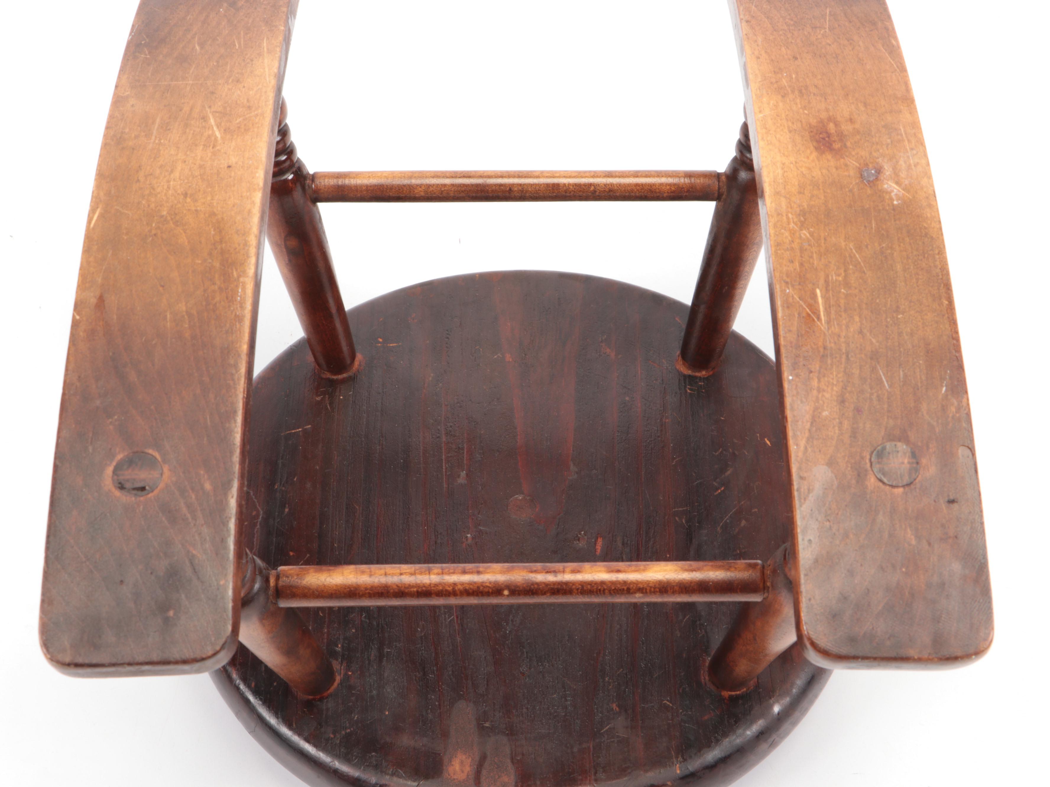 Colonial Style Oak Rocking Footstool, 20th Century