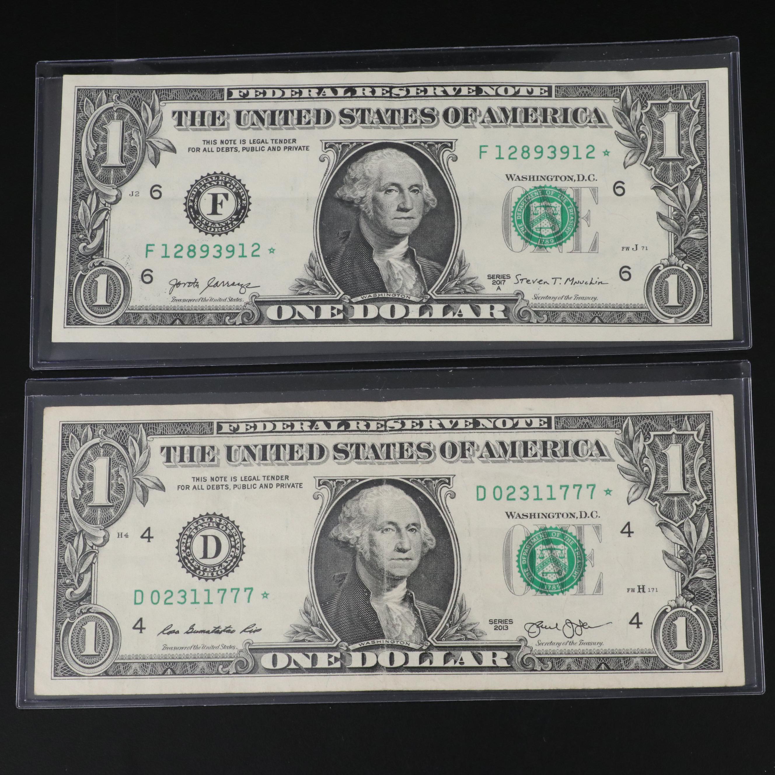 Group of Ten Different U.S. Star Notes with a 1934 Federal Reserve Star Note