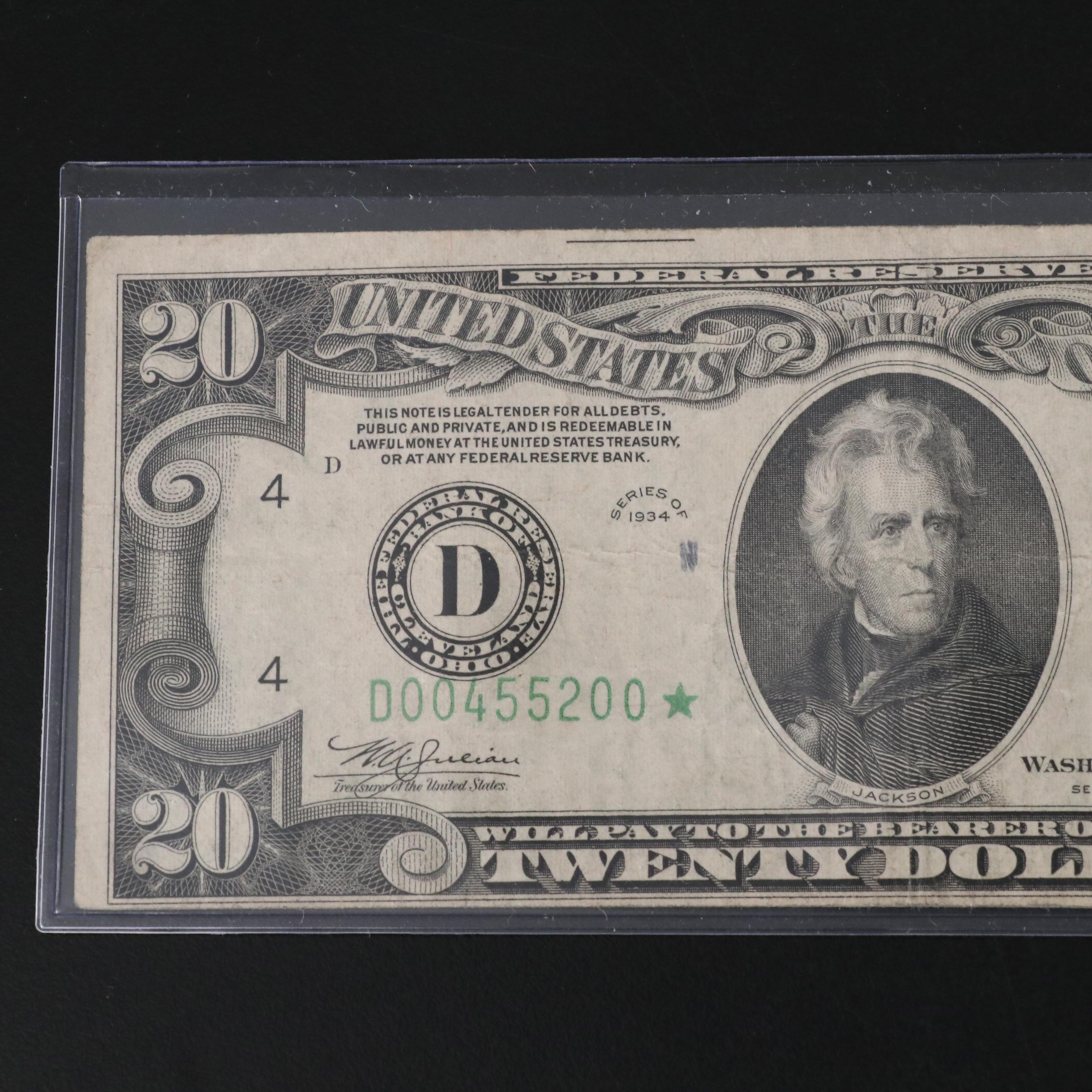 Group of Ten Different U.S. Star Notes with a 1934 Federal Reserve Star Note