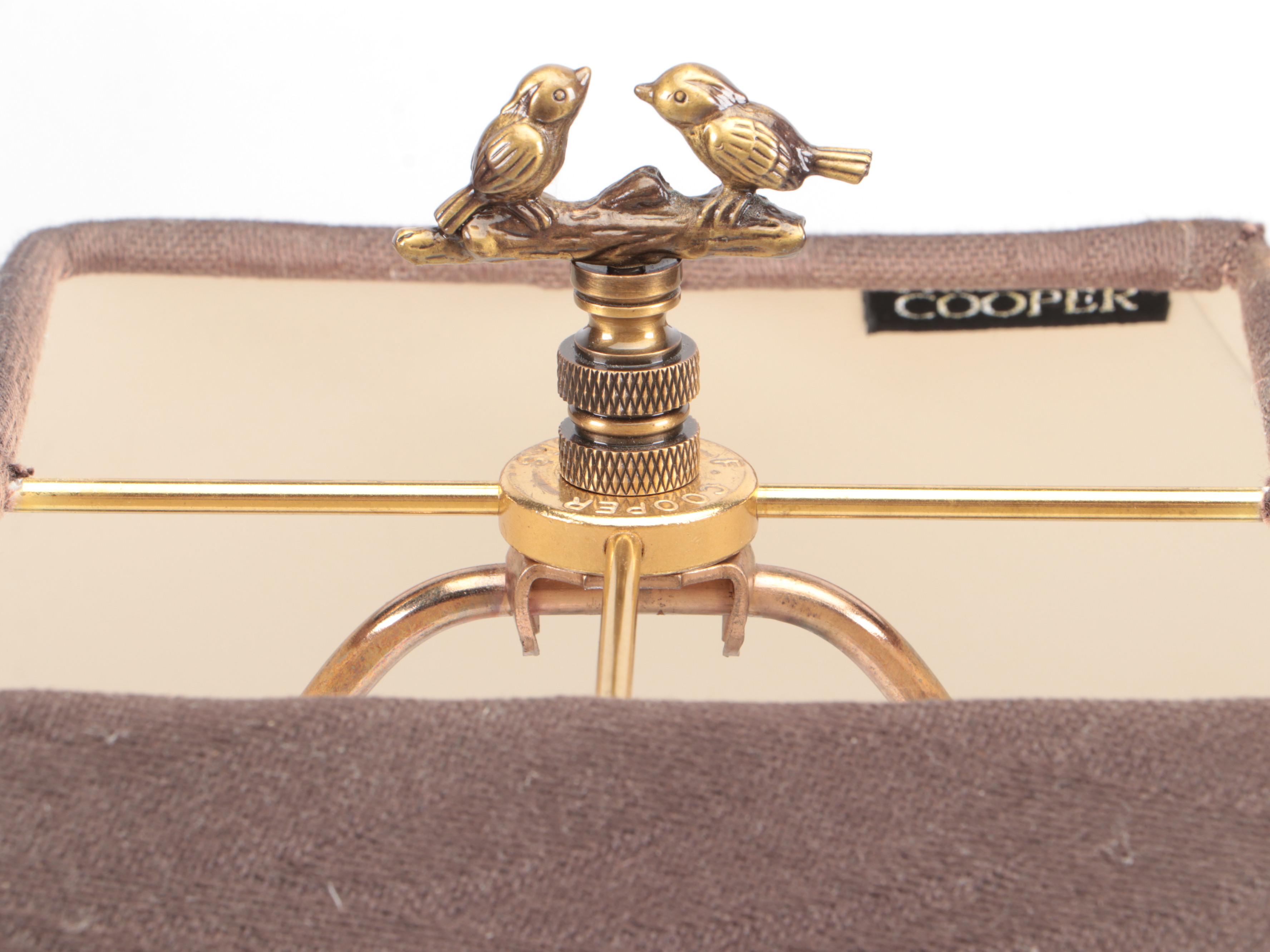 Frederick Cooper Brass Birds on Cast Metal Tree Table Lamp With Original Finial