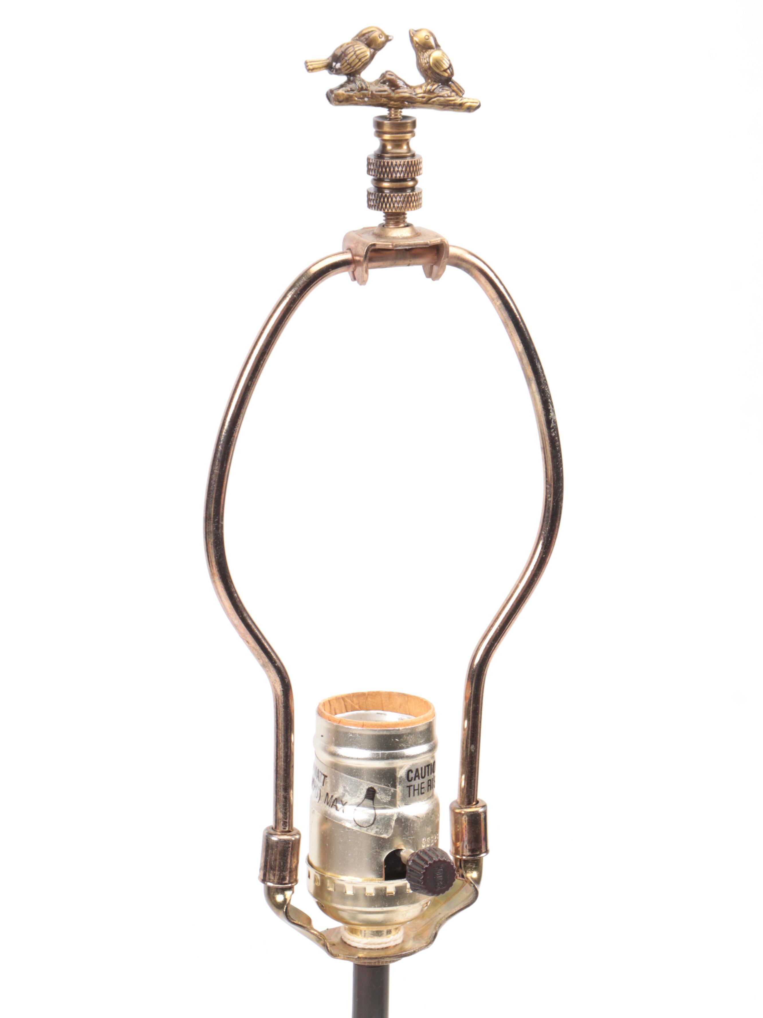 Frederick Cooper Brass Birds on Cast Metal Tree Table Lamp With Original Finial