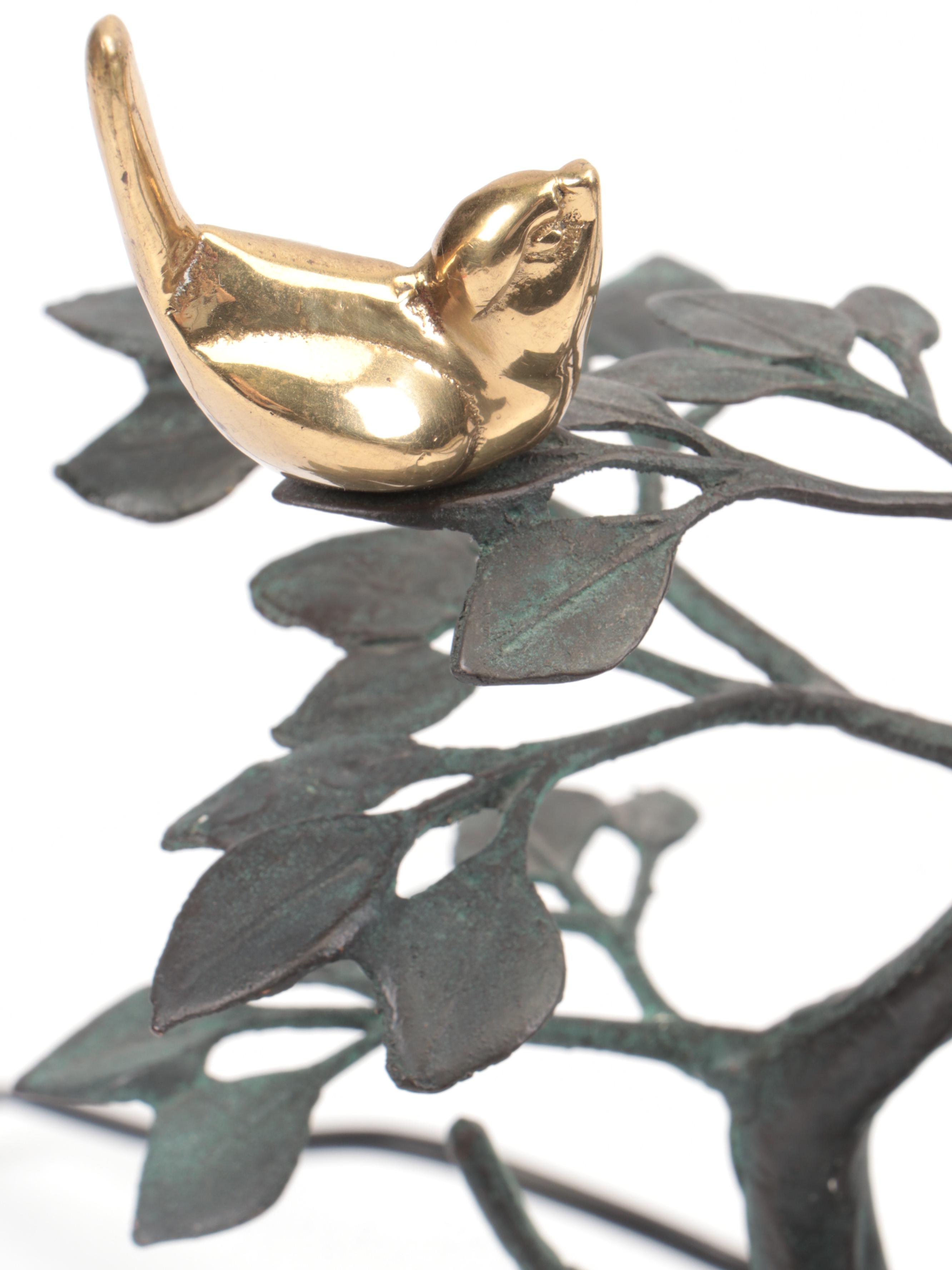 Frederick Cooper Brass Birds on Cast Metal Tree Table Lamp With Original Finial