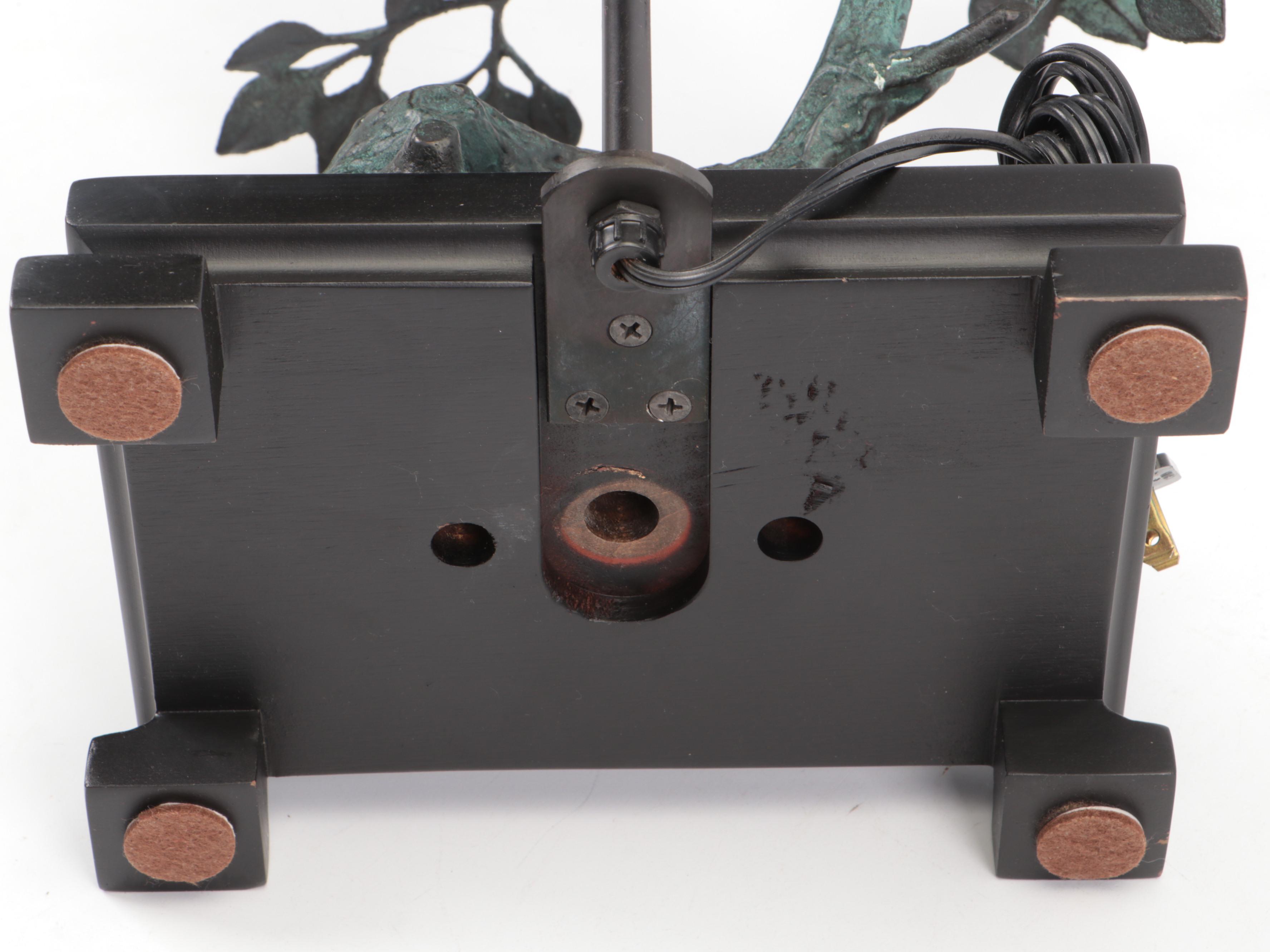 Frederick Cooper Brass Birds on Cast Metal Tree Table Lamp With Original Finial