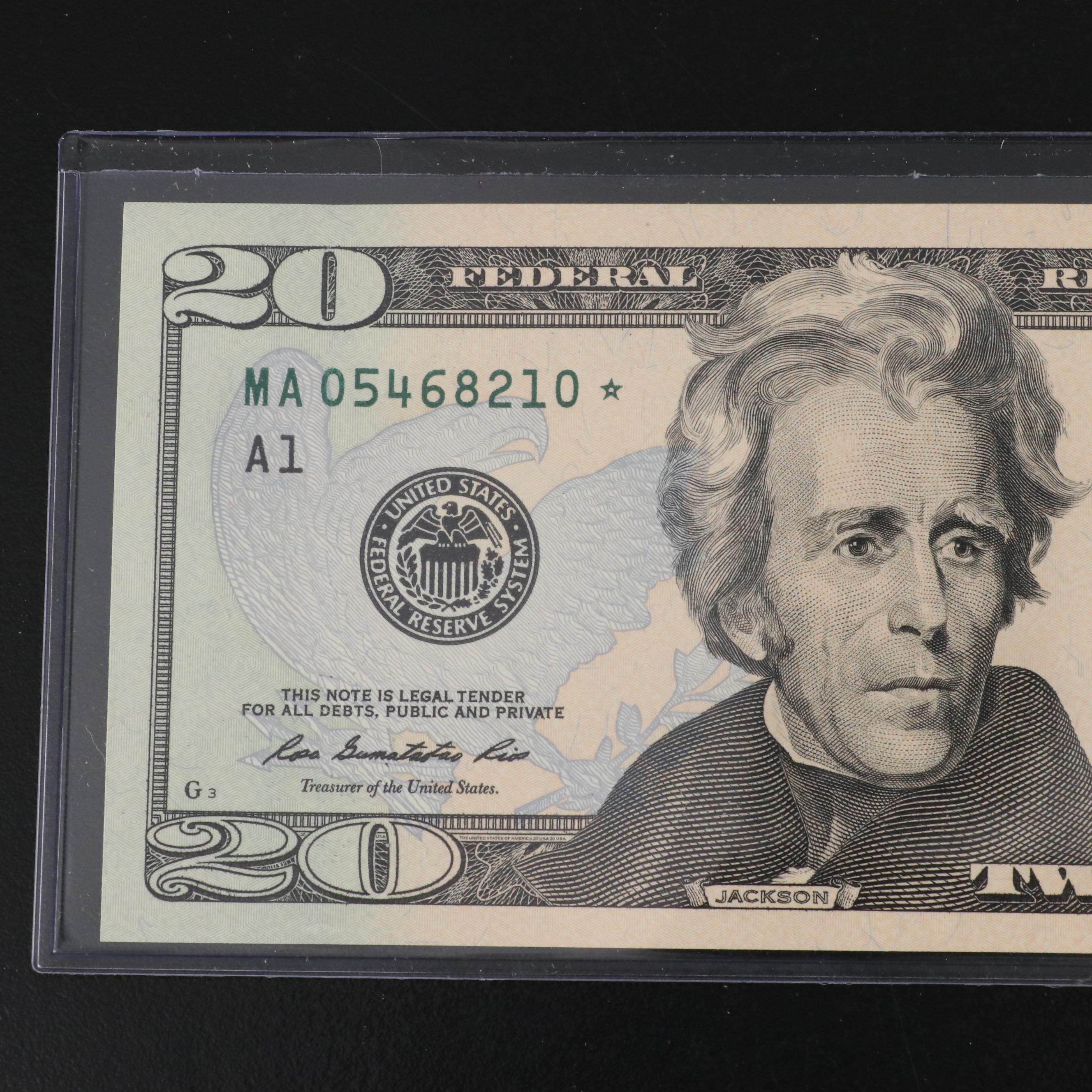 Four 2003 Federal Reserve $20 Star Notes with Consecutive Serial Numbers